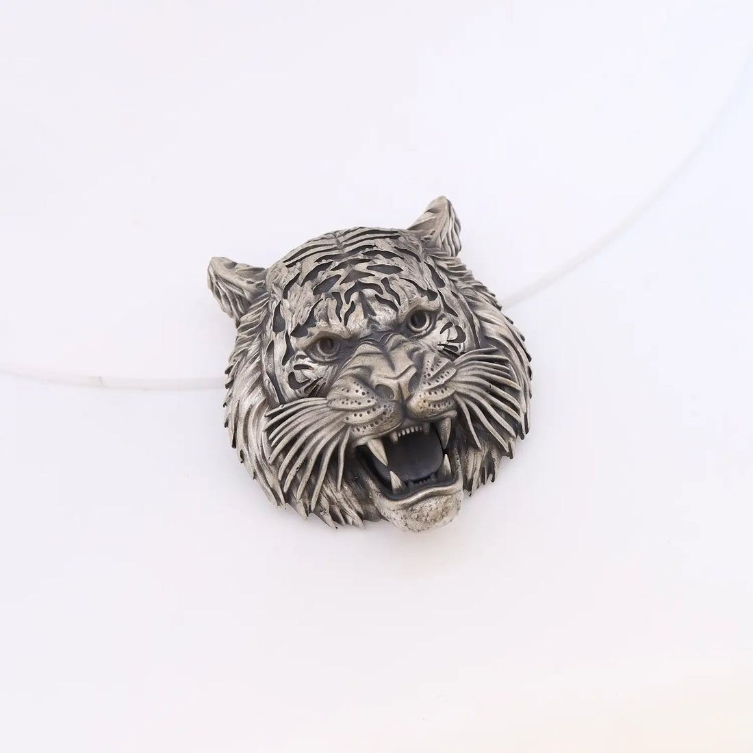 Roaring Tiger Head Designer Brooch - Made With Pure 925 Silver