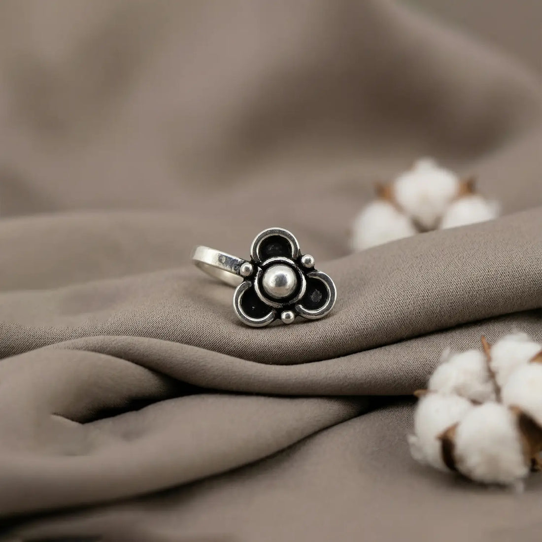Tribal Trillium Oxidised Silver Nose Pin- Made With Pure 925 Silver