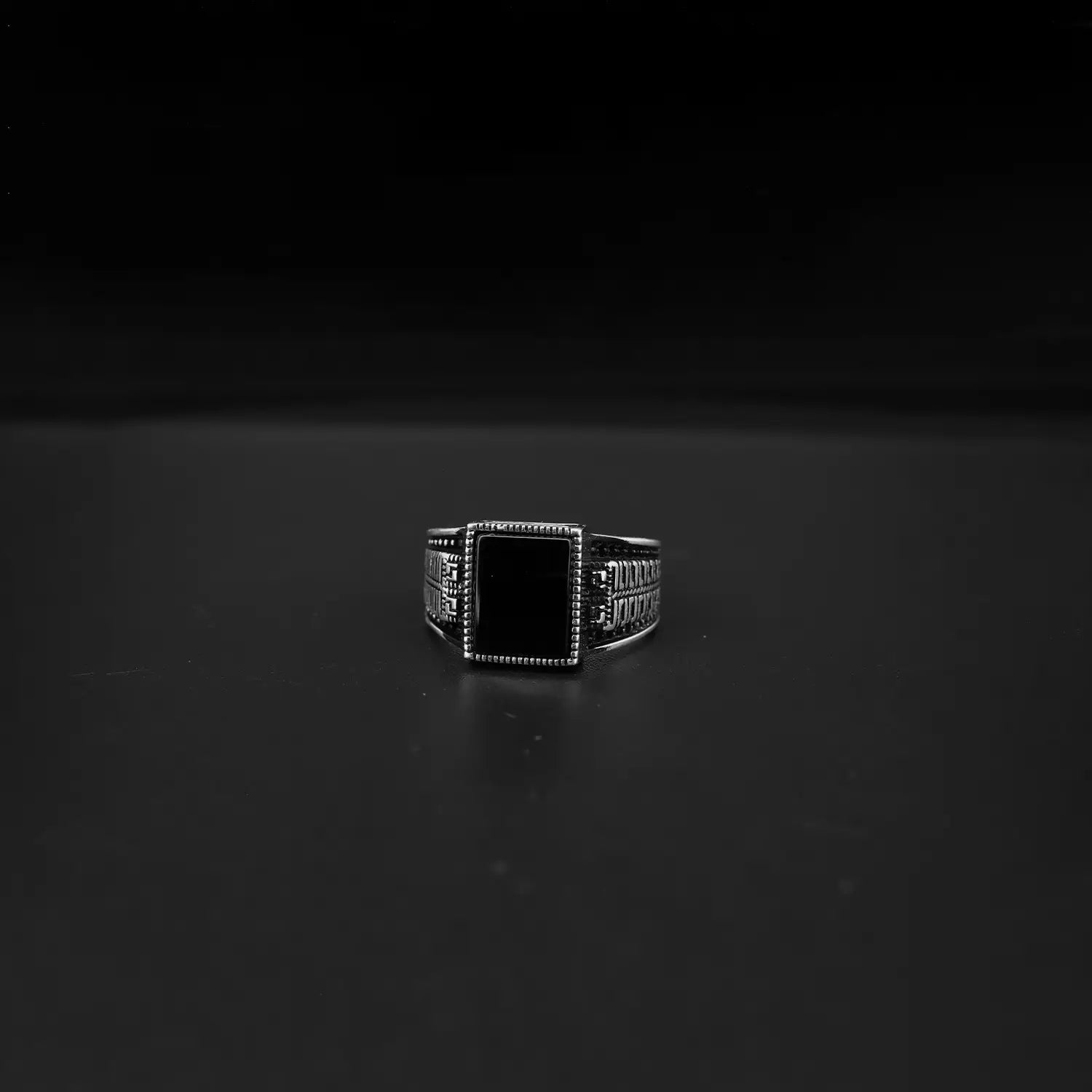 Pure Silver Black Onyx Rectangle Ring- Made With Pure 925 Silver