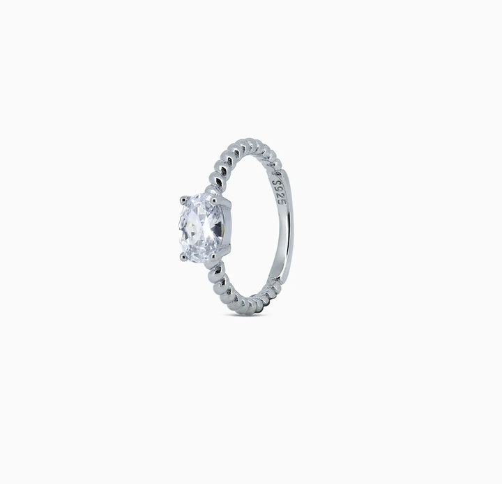 Pure Silver Solitaire Twist Band Ring - Made With Pure 925 Silver