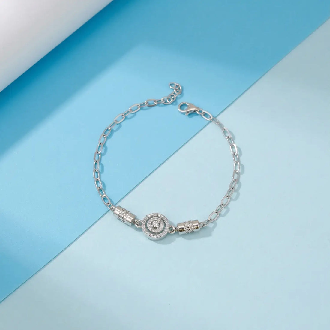 Elegant CZ Halo Charm Pure Silver Bracelet - Made With Pure 925 Silver