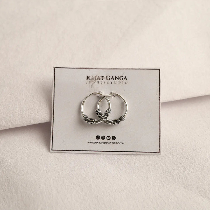 Minimal Oxidised Silver Hoop Earrings - Made With Pure 925 Silver
