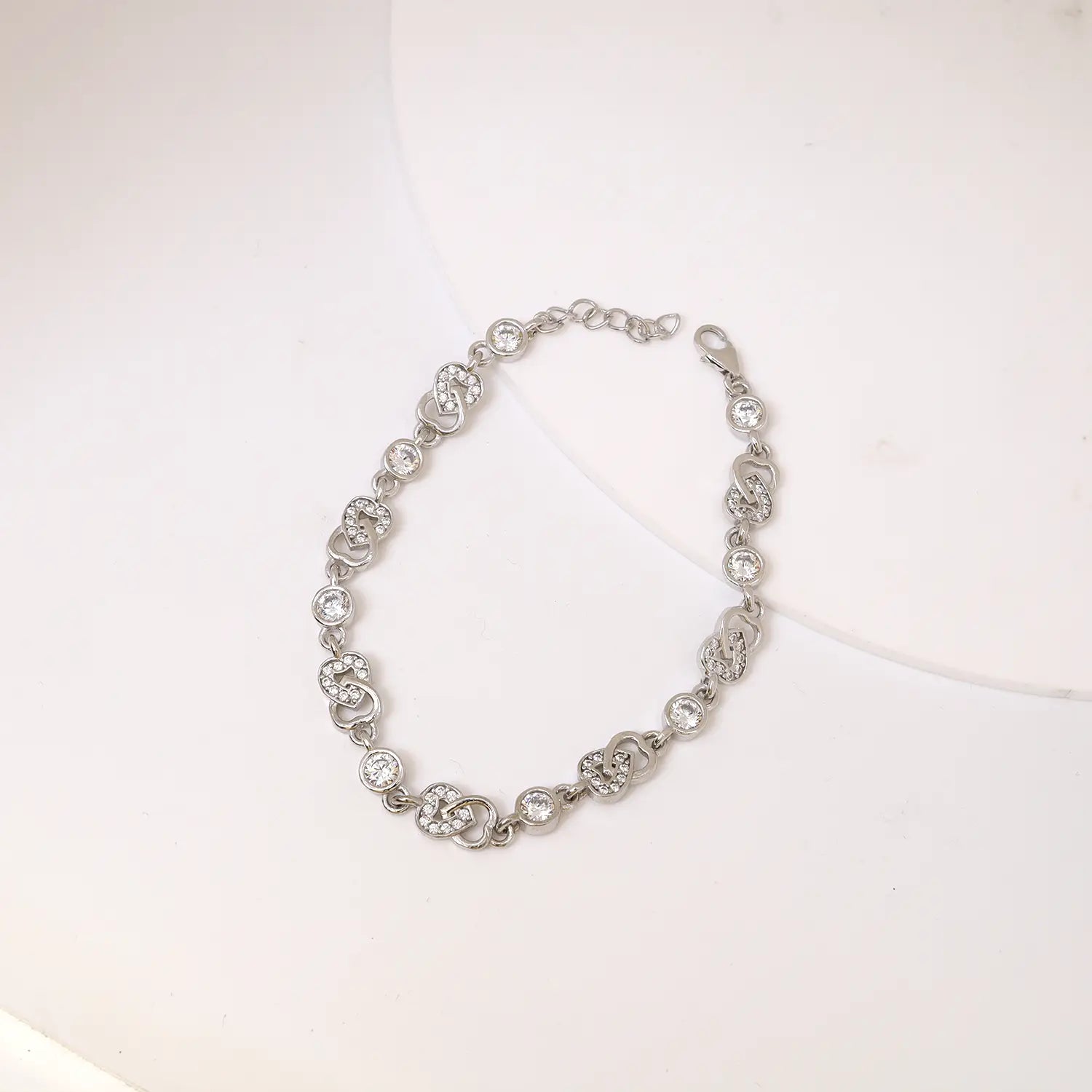 Elegant Infinity Heart CZ Pure Silver Bracelet - Made With Pure 925 Silver
