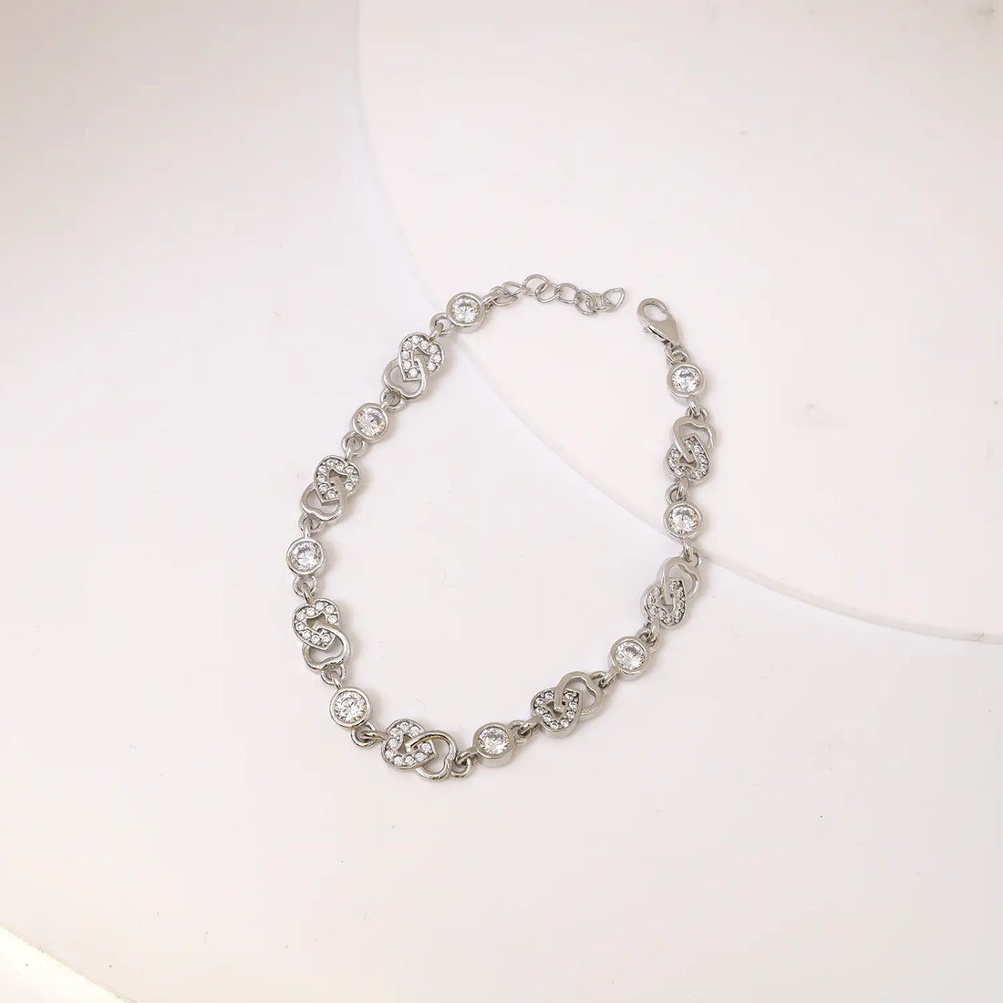 Elegant Infinity Heart CZ Pure Silver Bracelet - Made With Pure 925 Silver