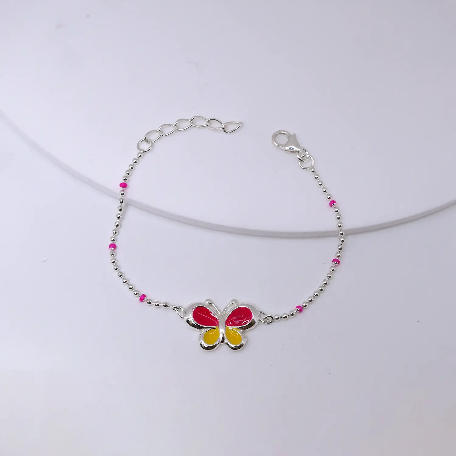Butterfly Enamel Charm Pure Silver Bracelet - Made With Pure 925 Silver