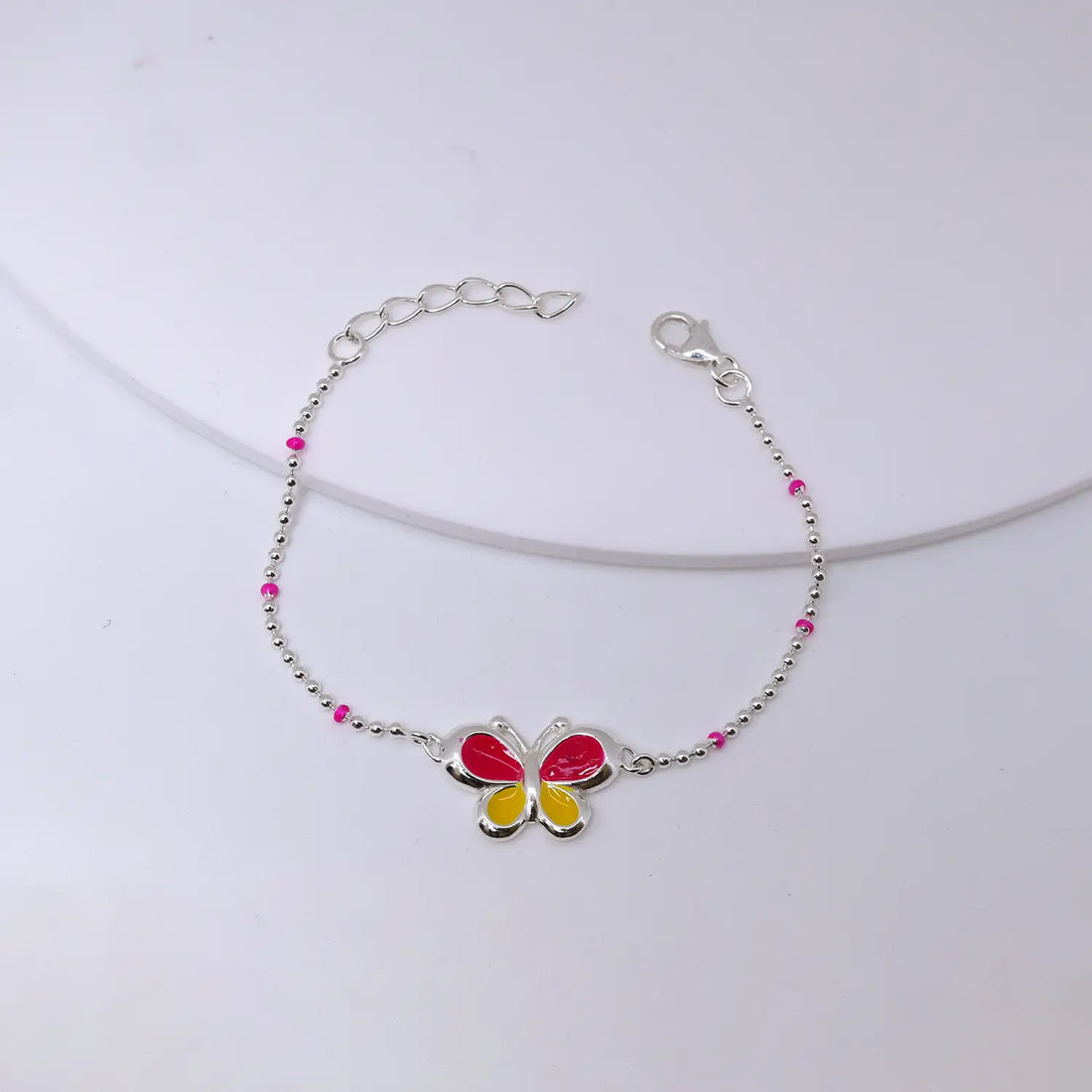 Butterfly Enamel Charm Pure Silver Bracelet - Made With Pure 925 Silver