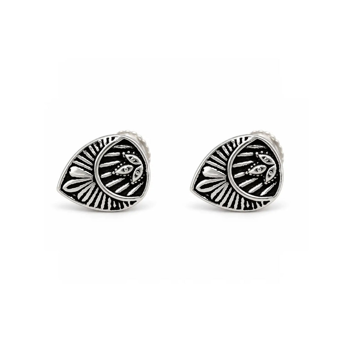 Vintage Teardrop Oxidised Silver Stud Earrings - Made With Pure 925 Silver