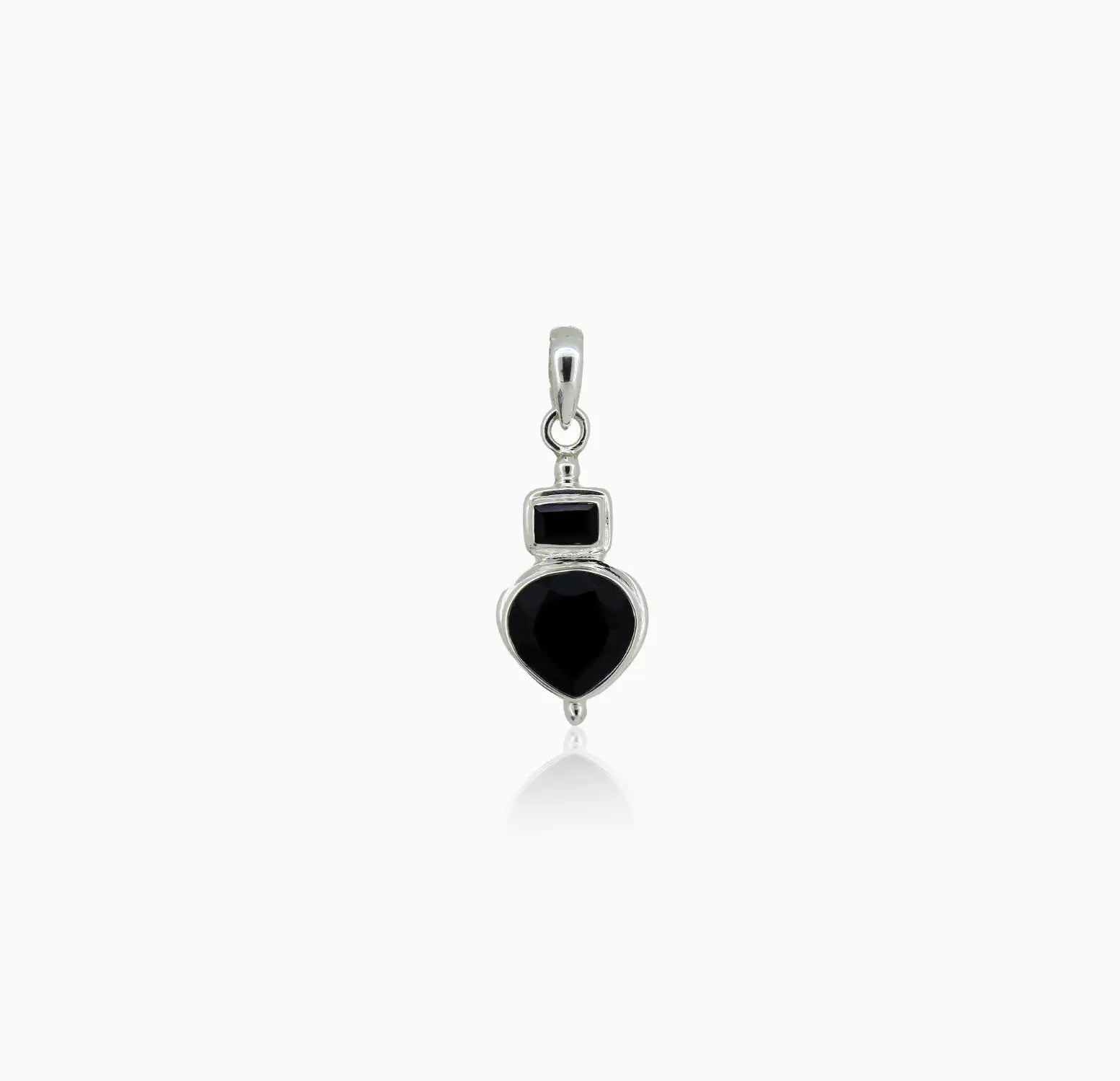 Pure Silver Black Gemstone Pendant- Made With Pure 925 Silver