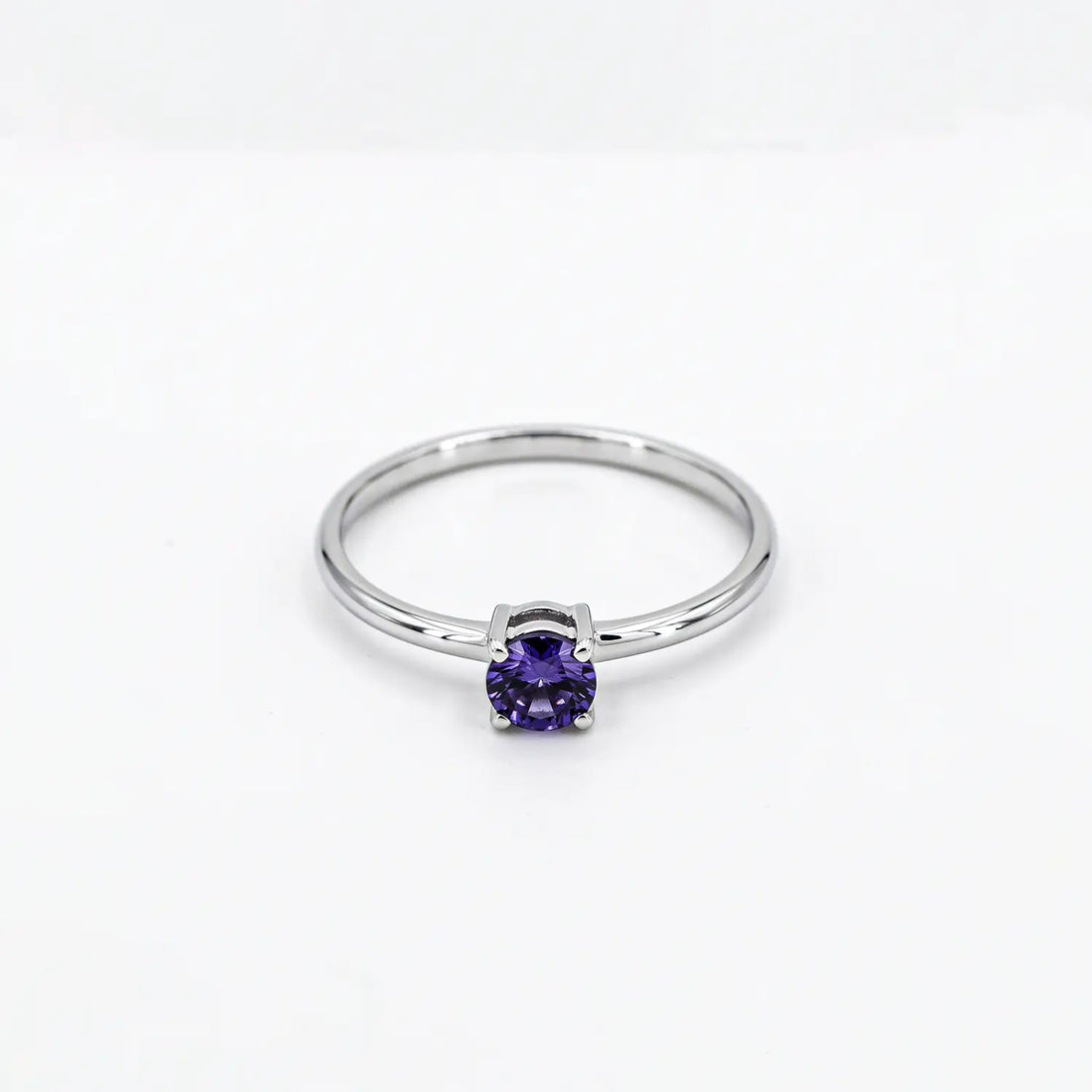 Pure Silver Solitaire Ring with Violet-Blue Stone - Made With Pure 925 Silver