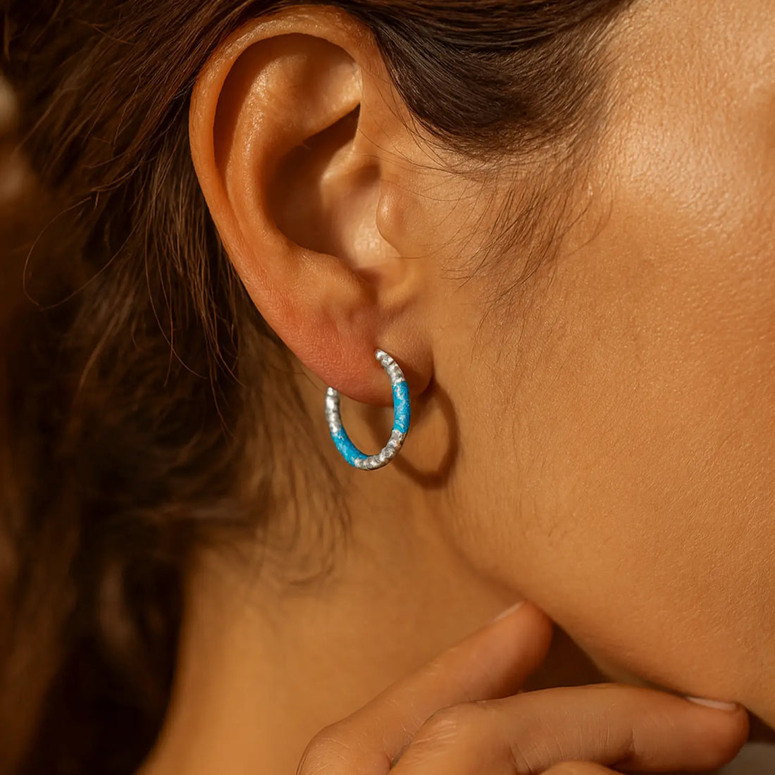 Lime Twist Silver Hoop Earrings - Made With Pure 925 Silver