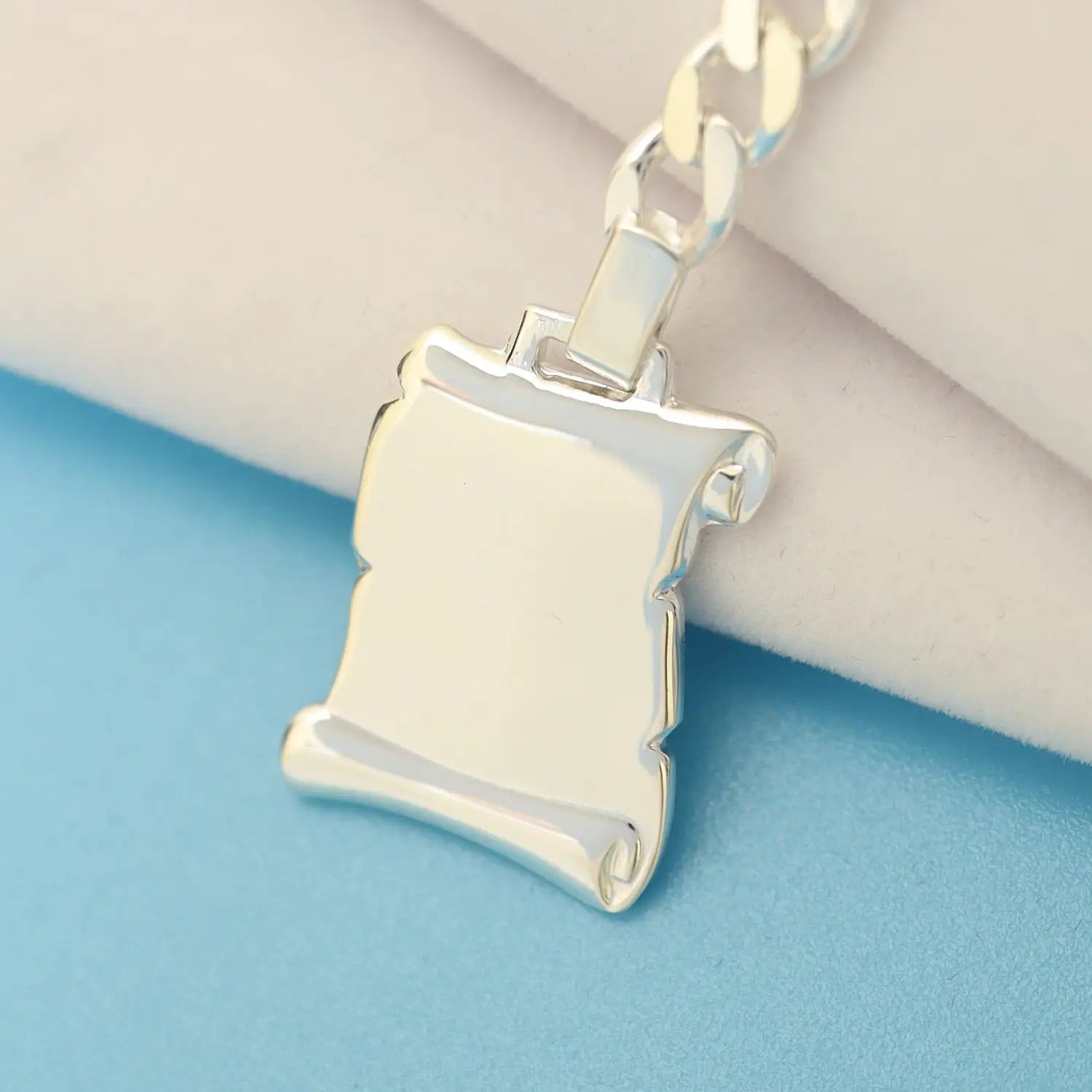 Pure Silver High Polished Scroll Key Chain - Made With Pure 925 Silver