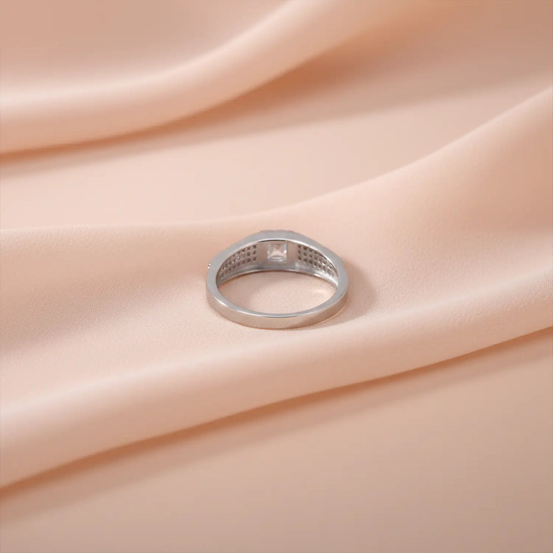 Pure Silver Square-Cut Stone Ring - Made With Pure 925 Silver