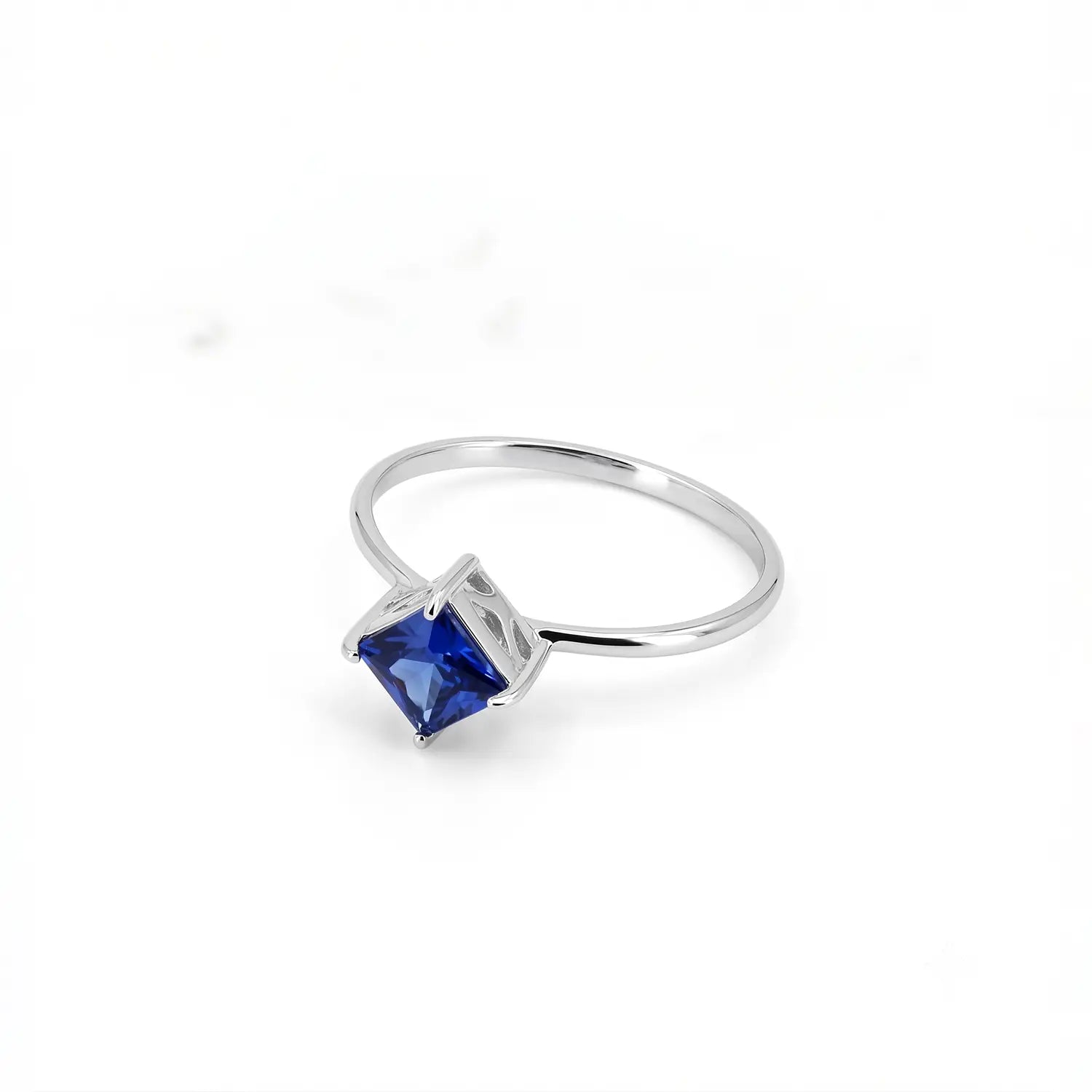 Classic Blue Solitaire Pure Silver Ring- Made With Pure 925 Silver