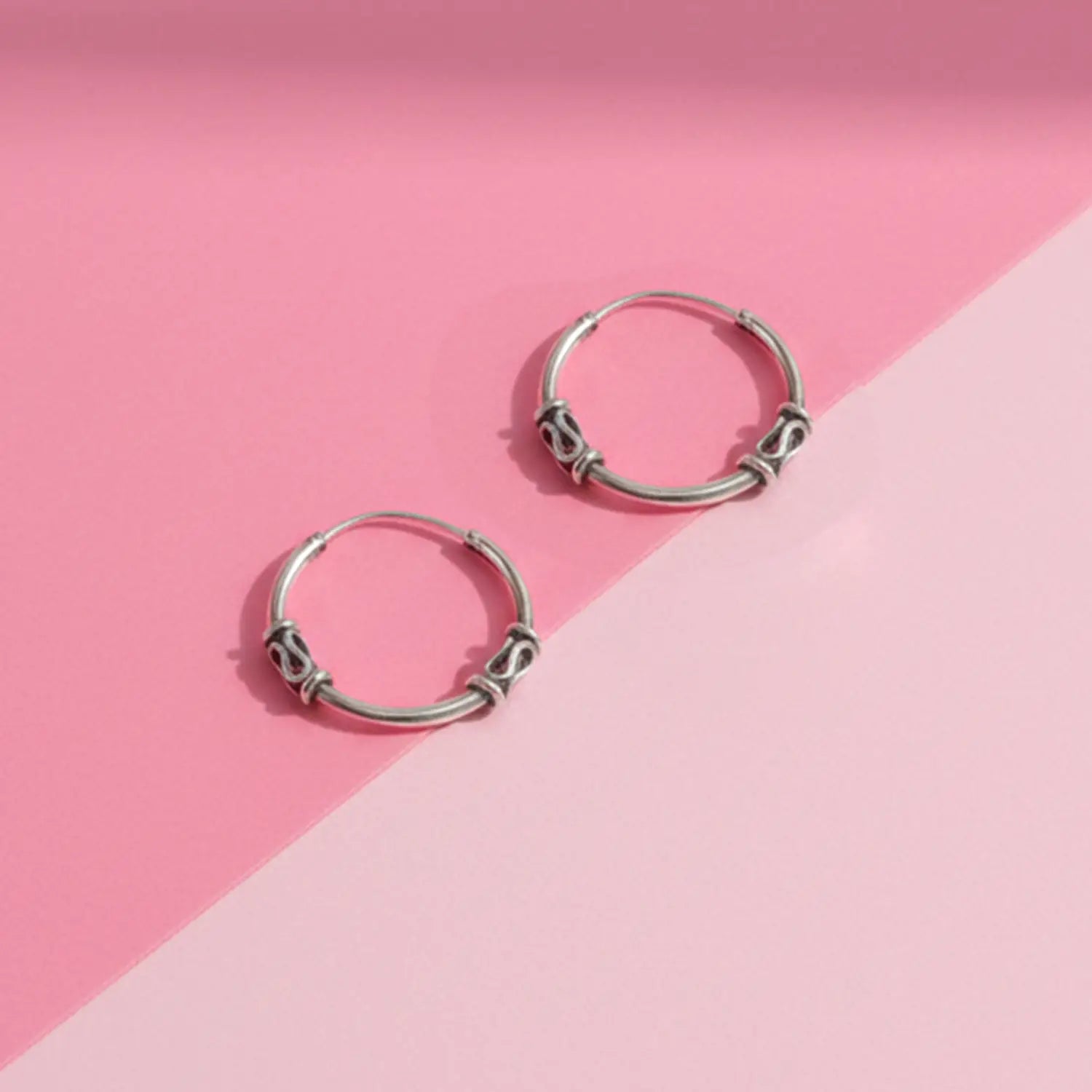 Minimal Tribal Sterling Silver Hoop Earrings - Made With Pure 925 Silver