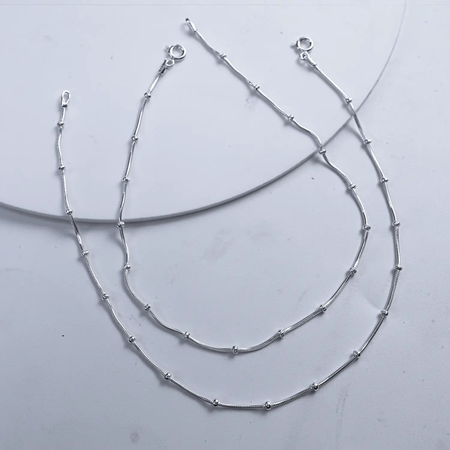 Beaded Chain Pure Silver Anklet - Made With Pure 925 Silver