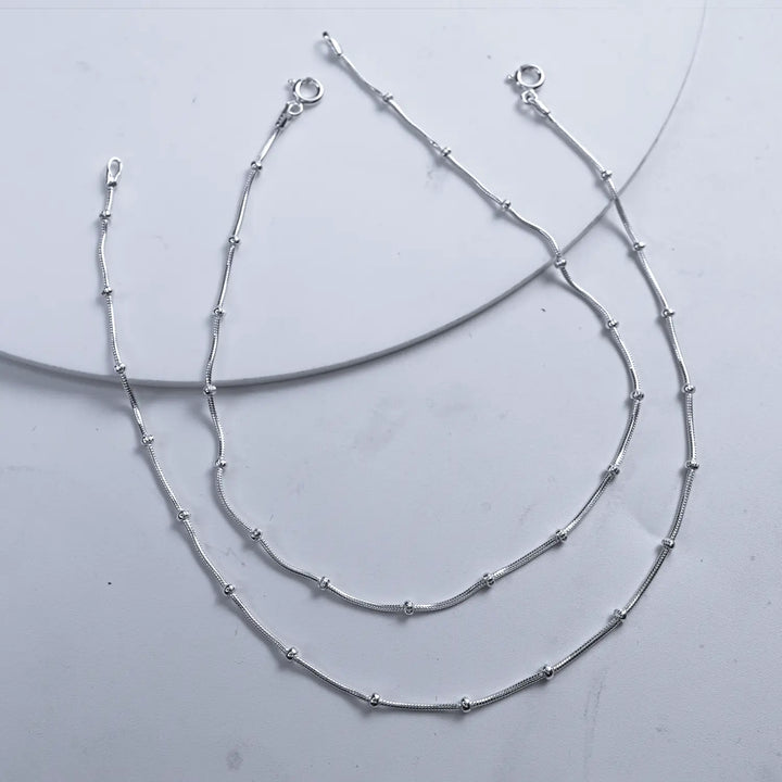 Beaded Chain Pure Silver Anklet - Made With Pure 925 Silver