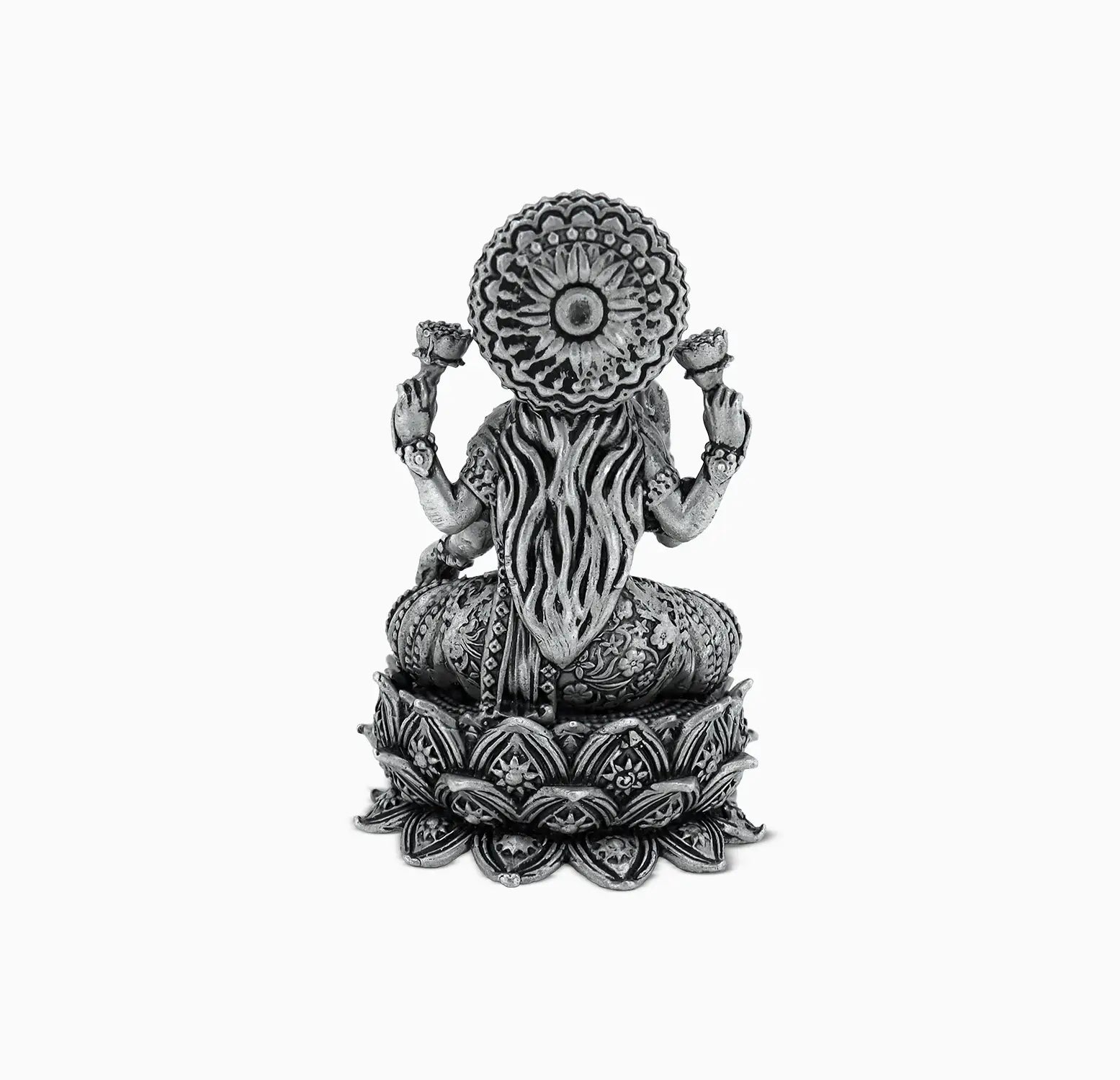 Antique pure Silver Goddess Lakshmi Idol- Made With Pure 925 Silver