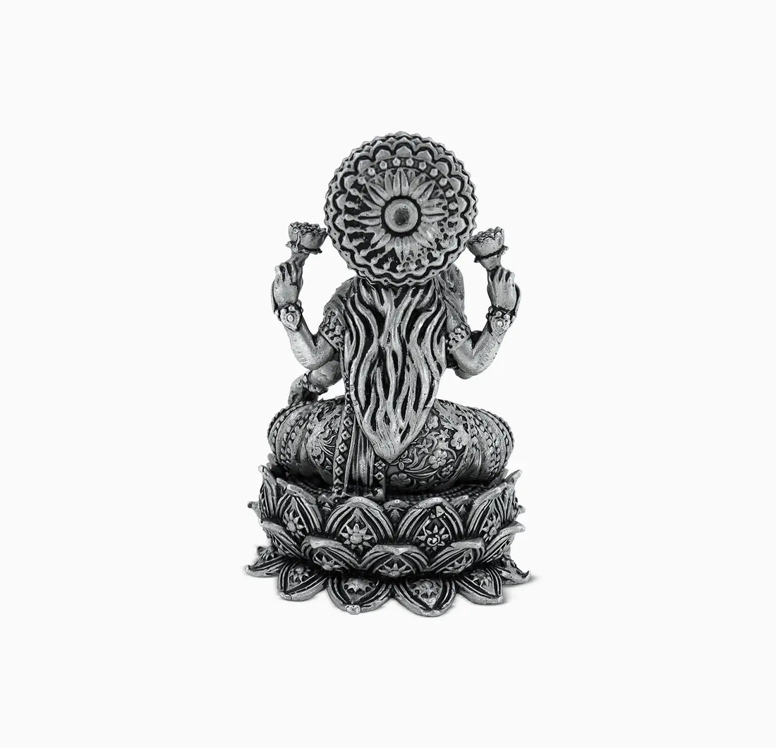 Antique pure Silver Goddess Lakshmi Idol- Made With Pure 925 Silver