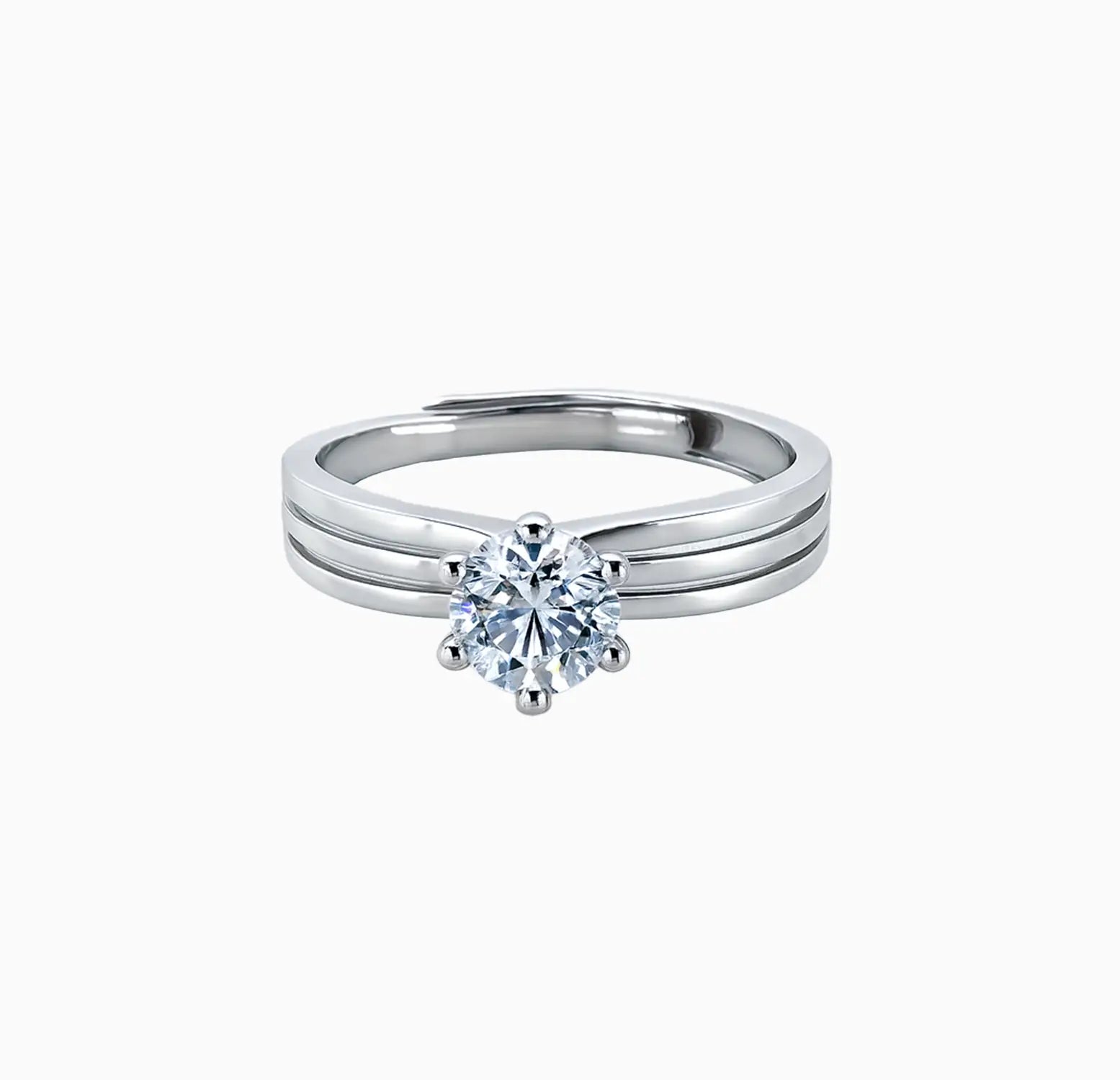 Pure Silver Classic Solitaire Ring - Made With Pure 925 Silver
