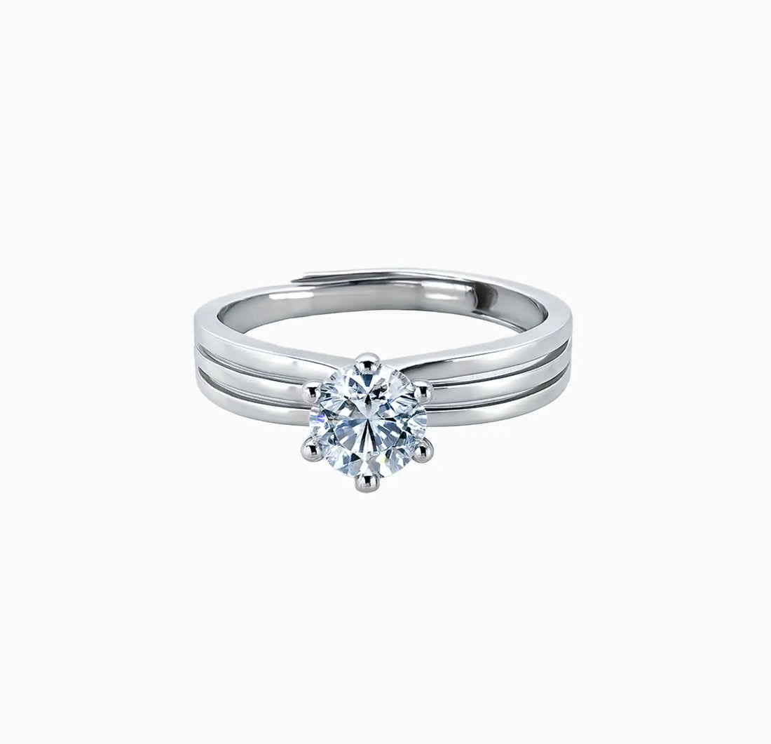 Pure Silver Classic Solitaire Ring - Made With Pure 925 Silver