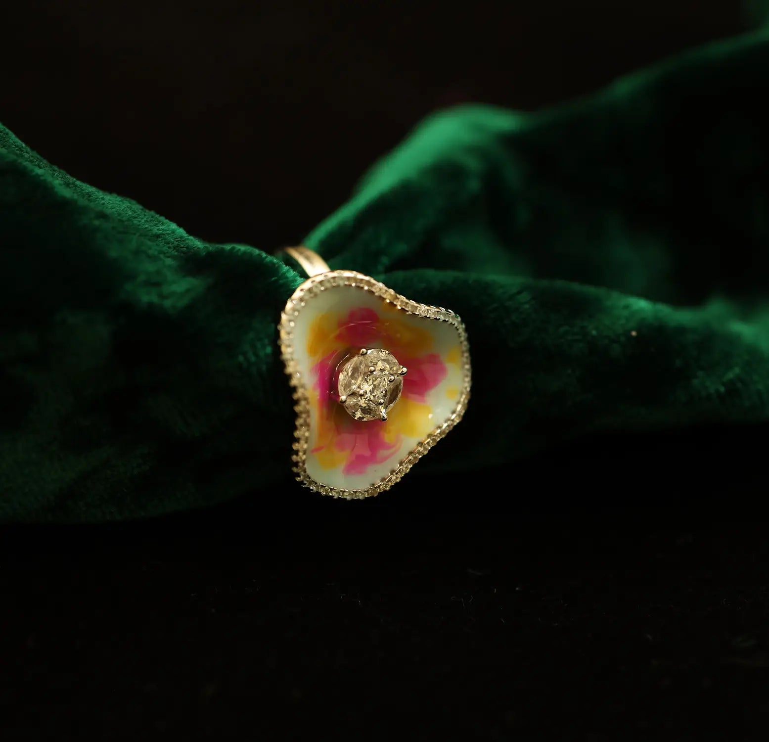 Silver Multicolor Floral Ring - Made With Pure 925 Silver