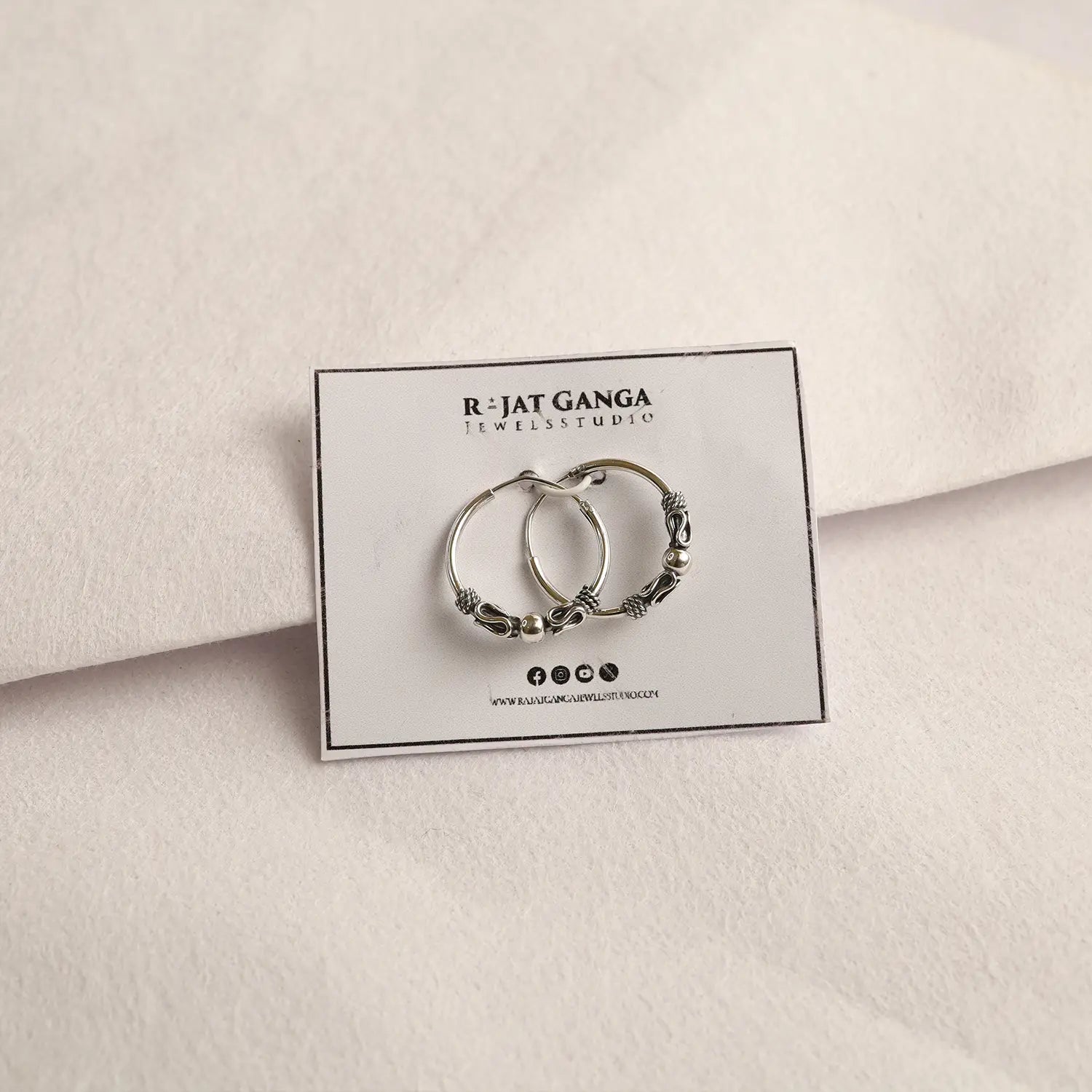 Traditional Oxidised Silver Hoop Earrings - Made With Pure 925 Silver