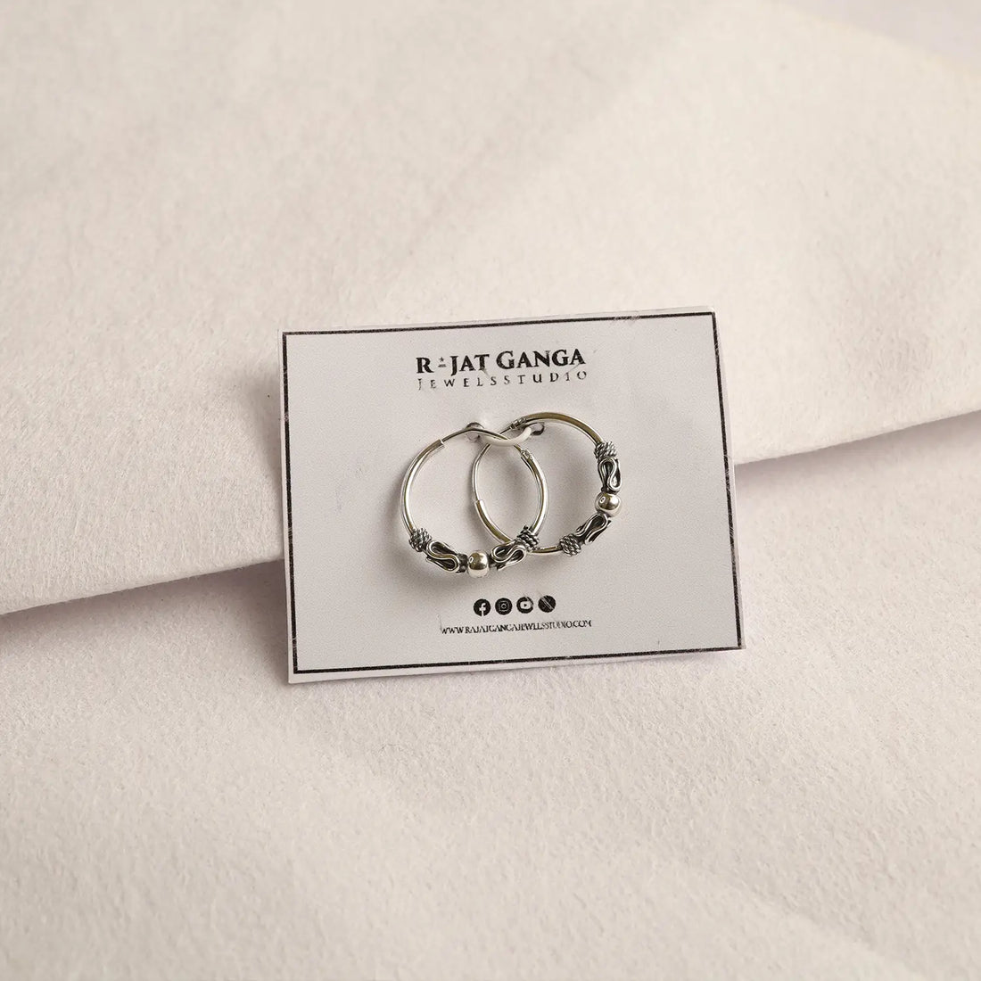 Traditional Oxidised Silver Hoop Earrings - Made With Pure 925 Silver