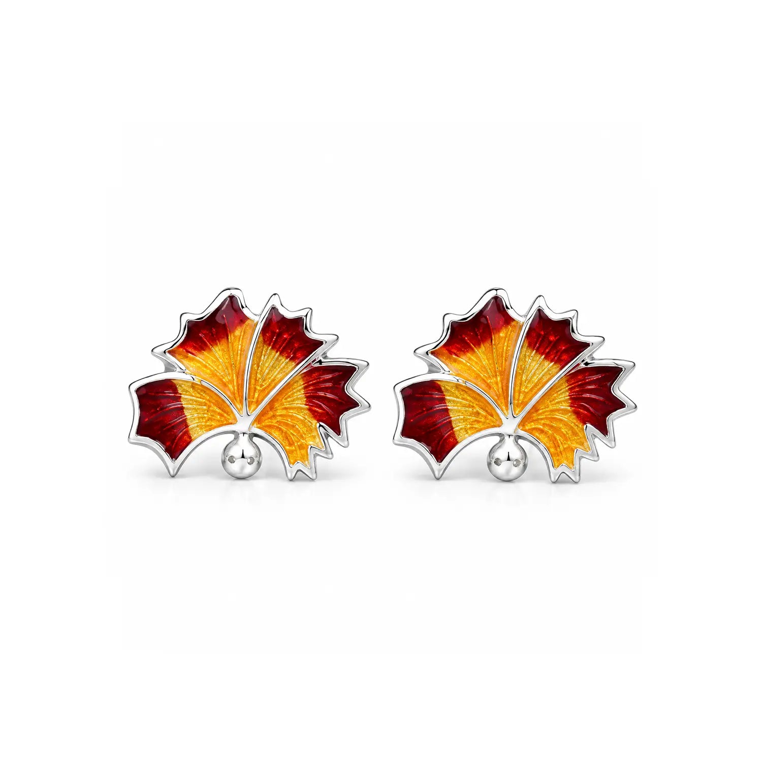 Blue Enamel Floral Silver Stud Earrings - Made With Pure 925 Silver