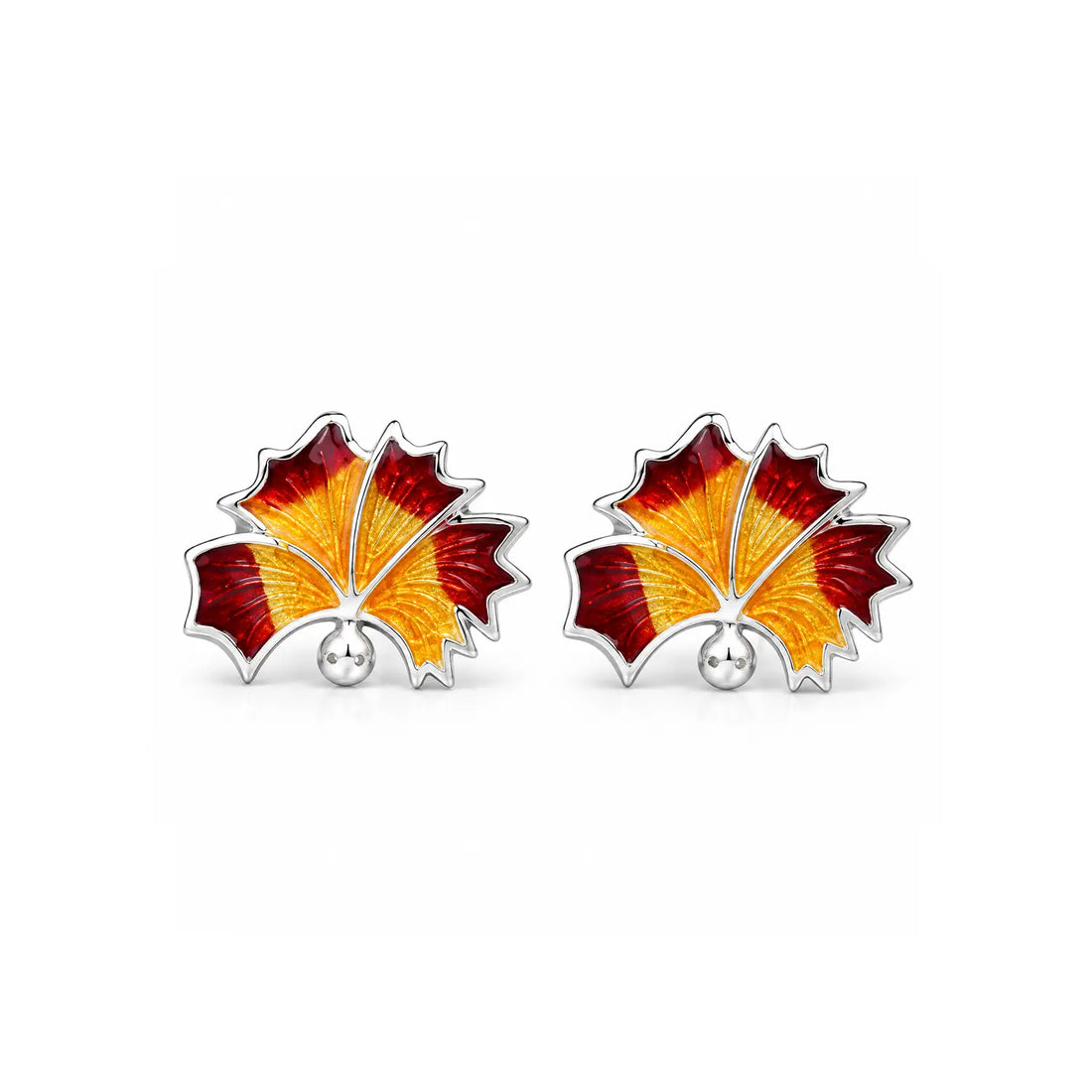 Blue Enamel Floral Silver Stud Earrings - Made With Pure 925 Silver