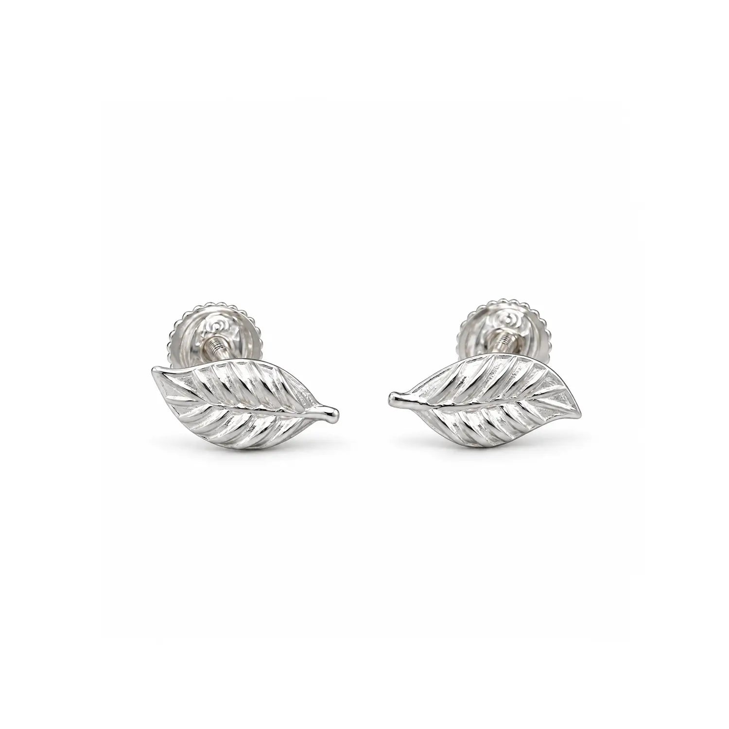 Elegant Leaf Motif Silver Stud Earrings - Made With Pure 925 Silver