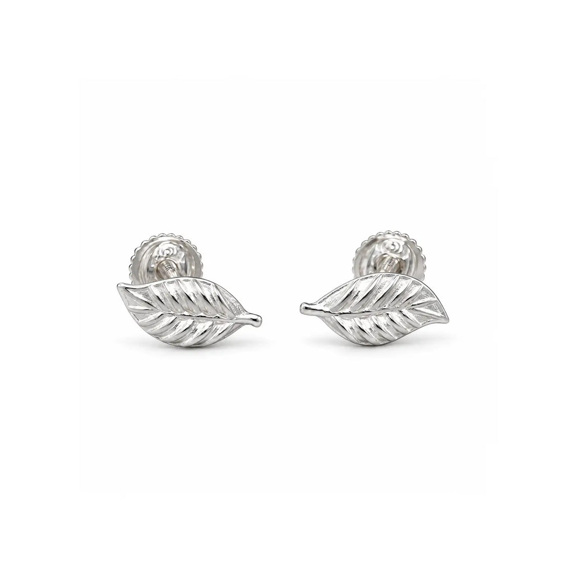 Elegant Leaf Motif Silver Stud Earrings - Made With Pure 925 Silver