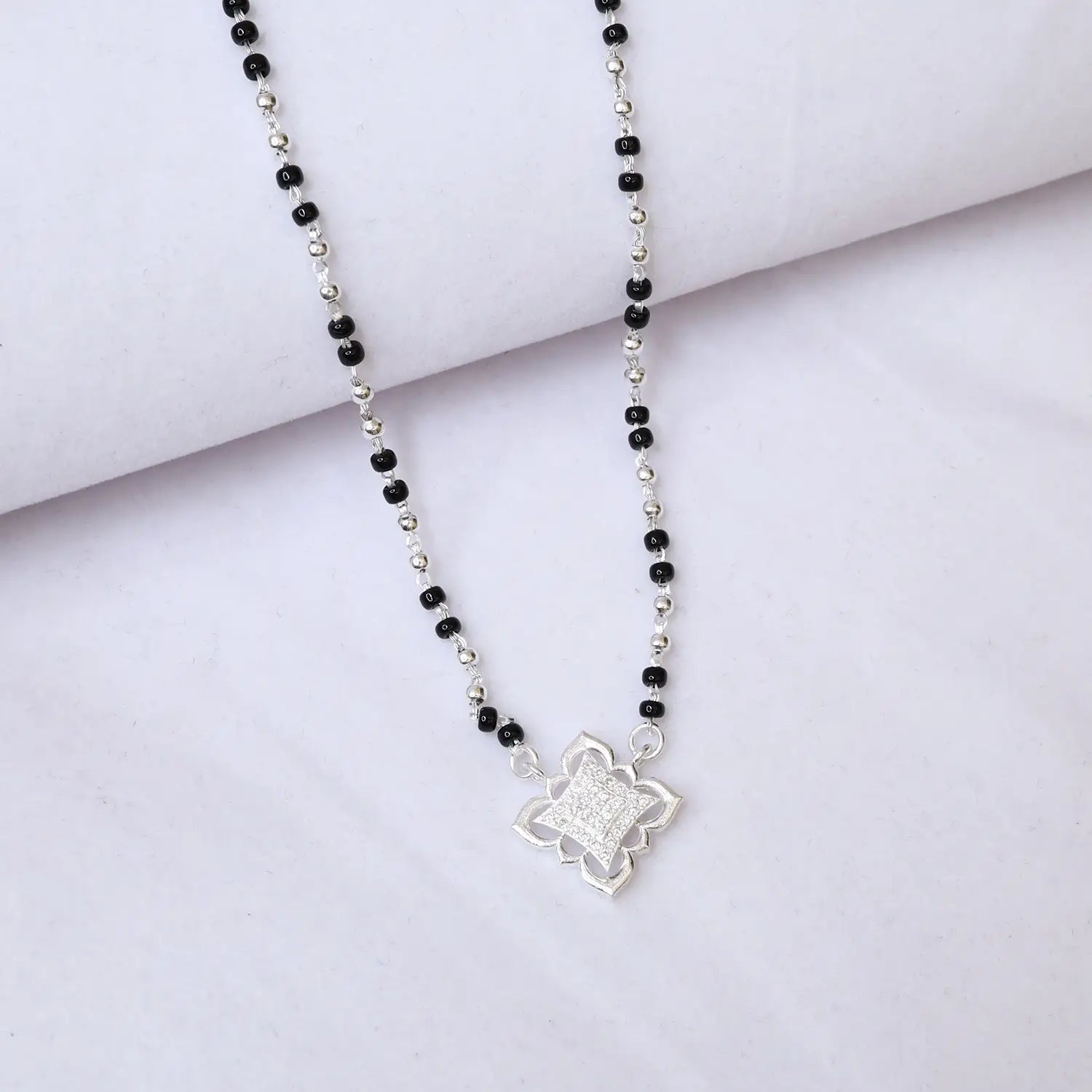 Beauty Combo – Pure 925 Silver Mangalsutra & Nose Pin