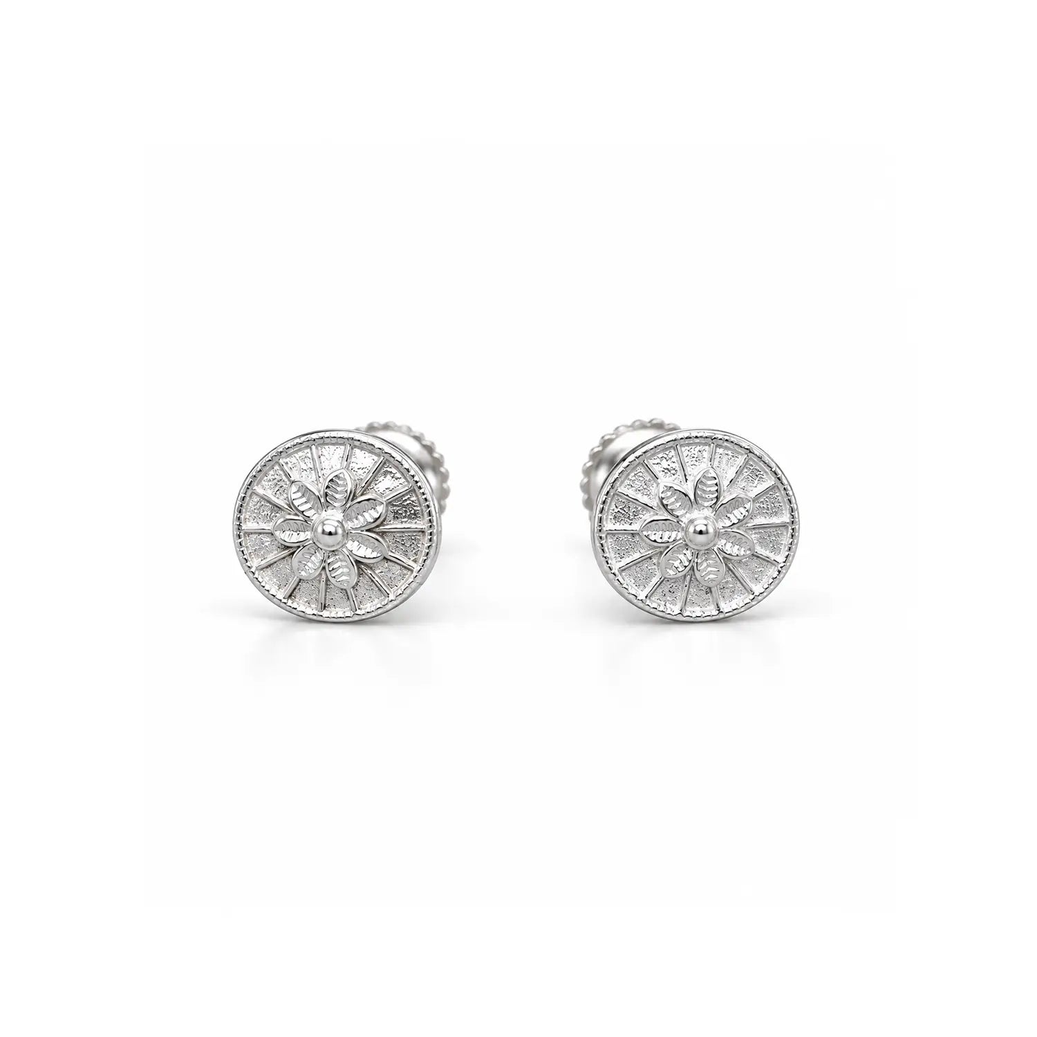 Radiant Floral Filigree Silver Stud Earrings - Made With Pure 925 Silver