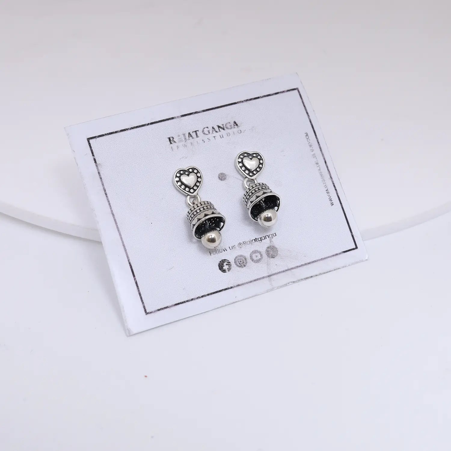 Heart Charm Pure Silver Jhumki Earrings- Made With Pure 925 Silver