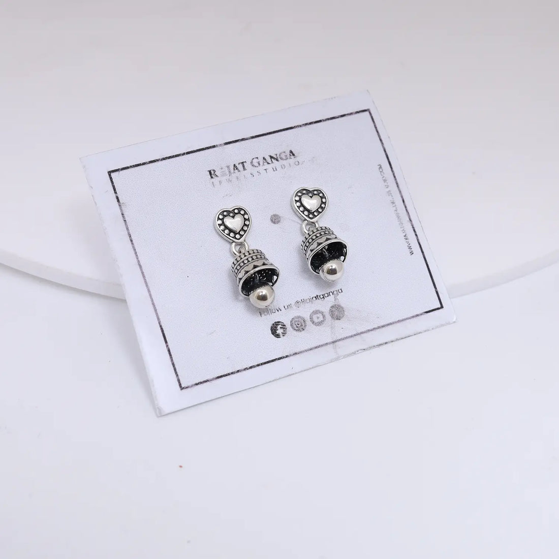 Heart Charm Pure Silver Jhumki Earrings- Made With Pure 925 Silver