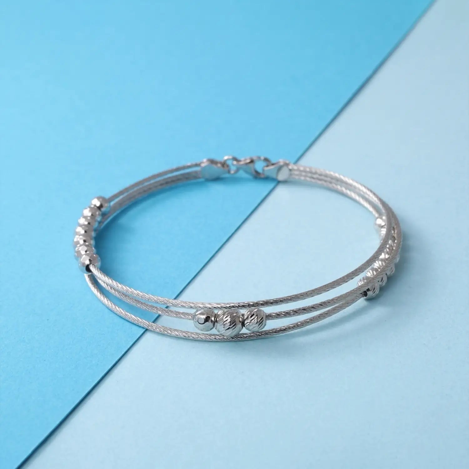 Dual Line Elegance Silver Bracelet - Made With Pure 925 Silver