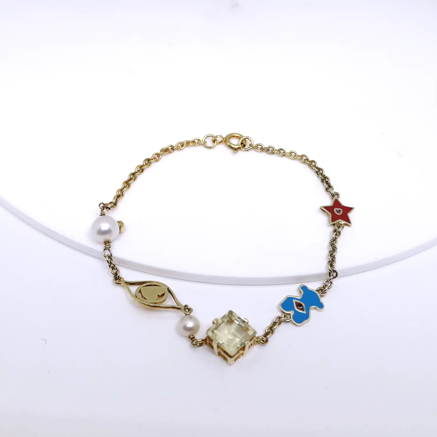 Gold-Plated Charm Sterling Silver Bracelet- Made With Pure 925 Silver