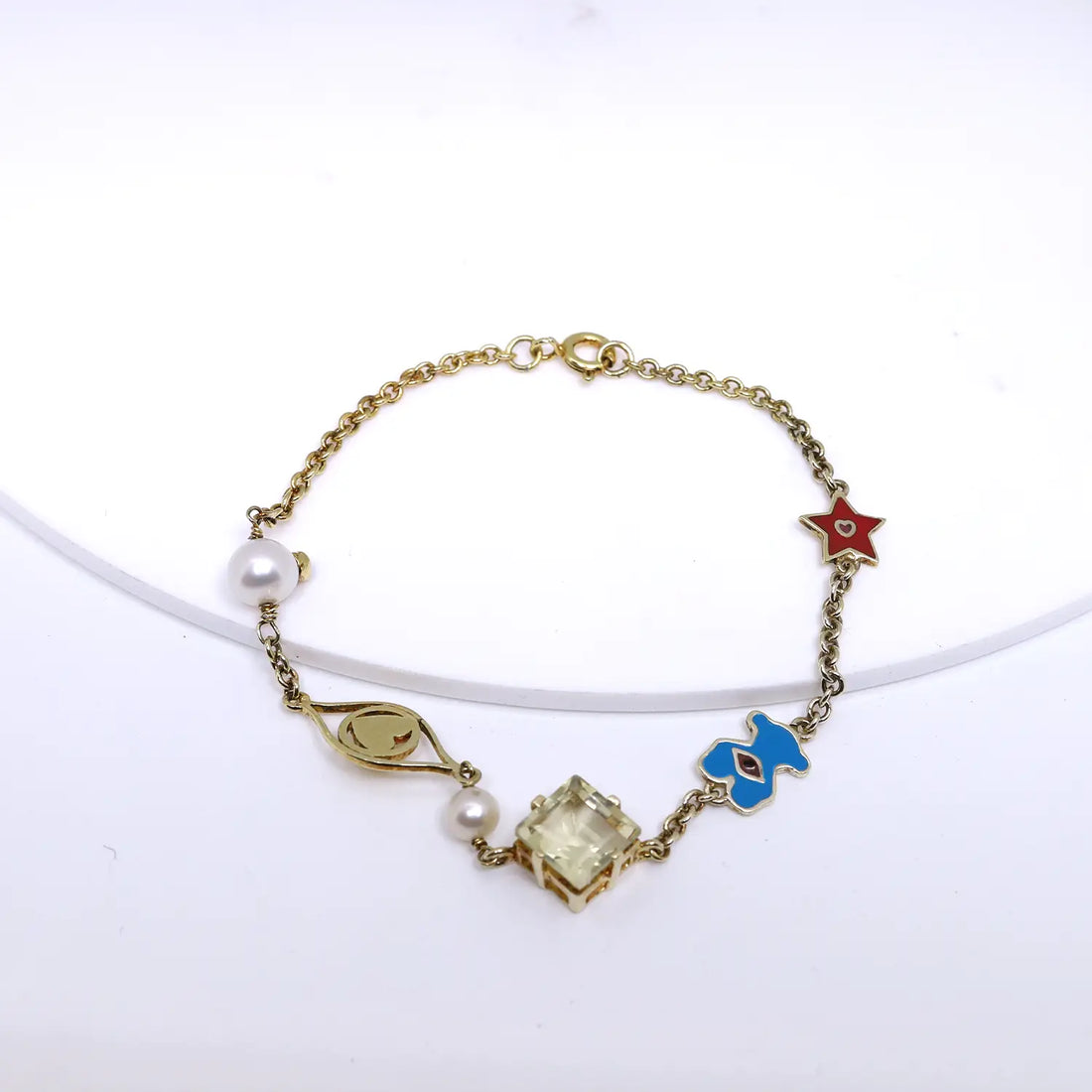Gold-Plated Charm Sterling Silver Bracelet- Made With Pure 925 Silver
