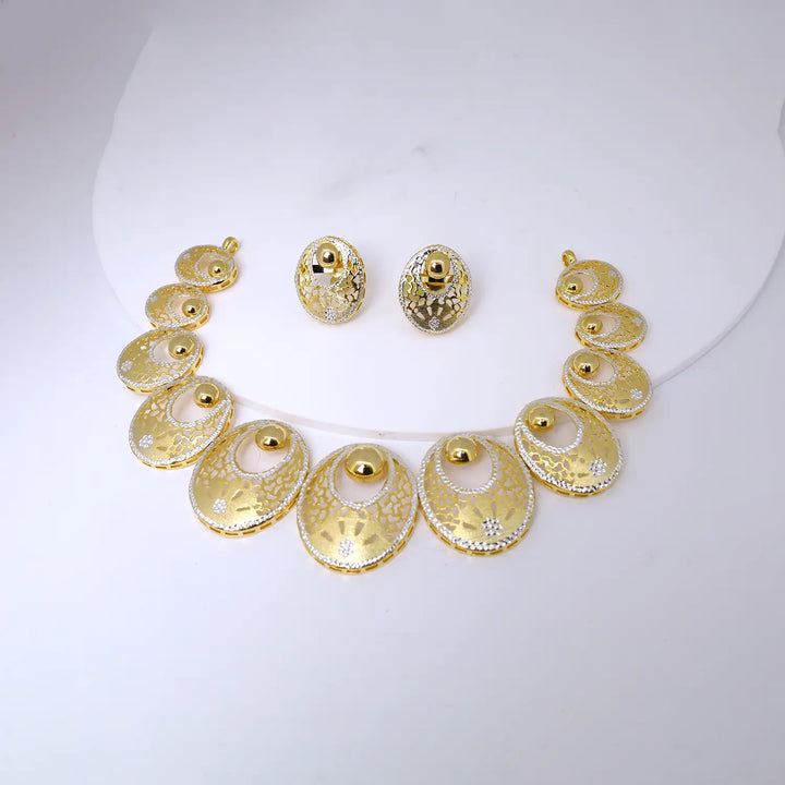 Royal Gold Finish Designer Pure Silver Necklace Set- Made With Pure 925 Silver