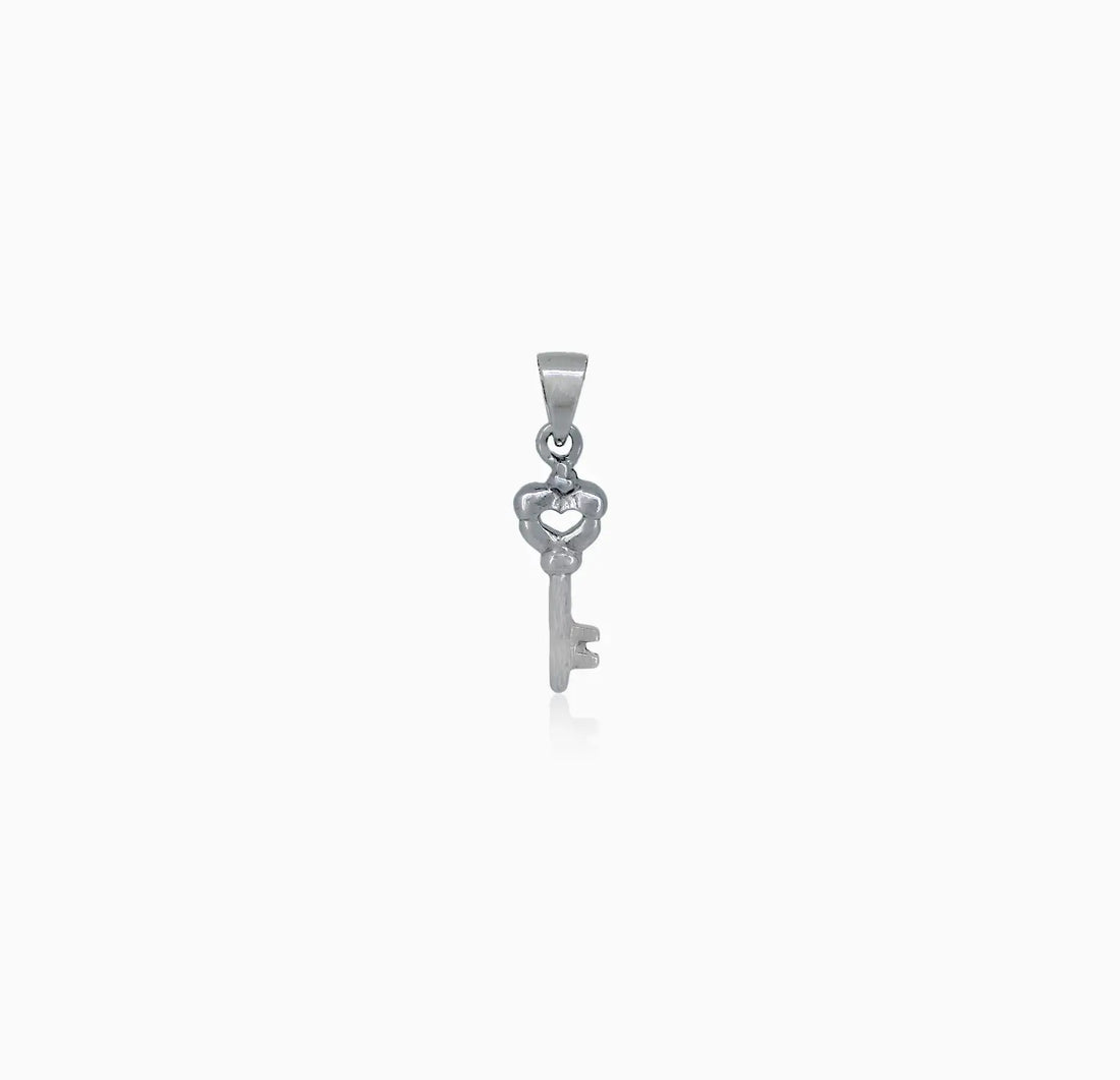 Pure Silver Heart Key Pendant - Made With Pure 925 Silver