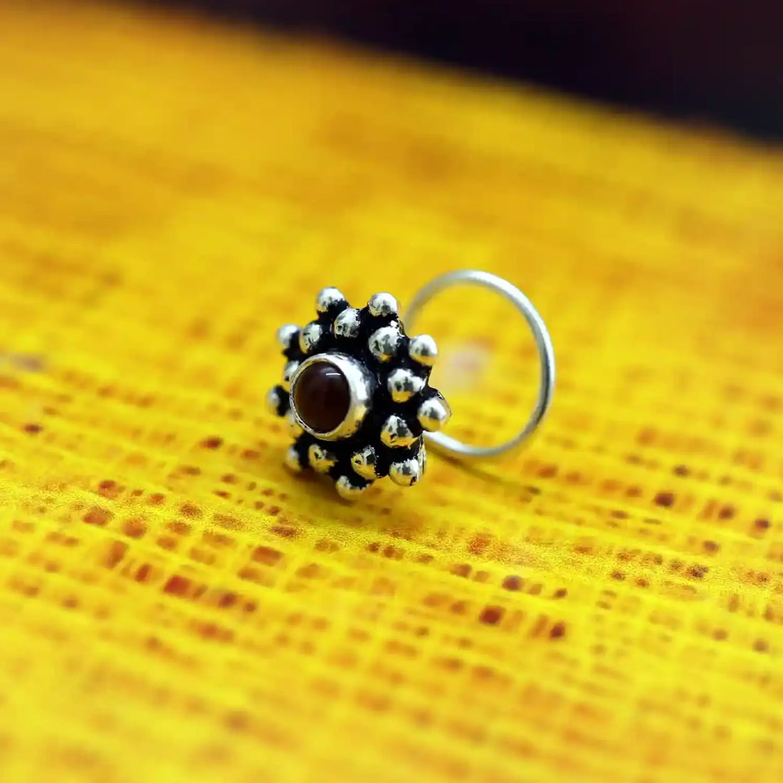 Midnight Bloom Oxidised Silver Nose Pin- Made With Pure 925 Silver