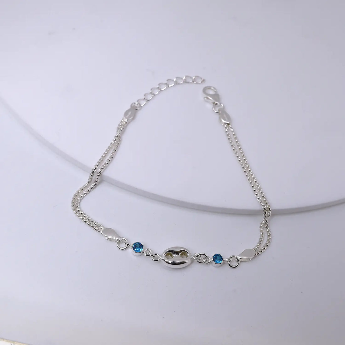 Infinity Blue Stone Pure Silver Bracelet - Made With Pure 925 Silver
