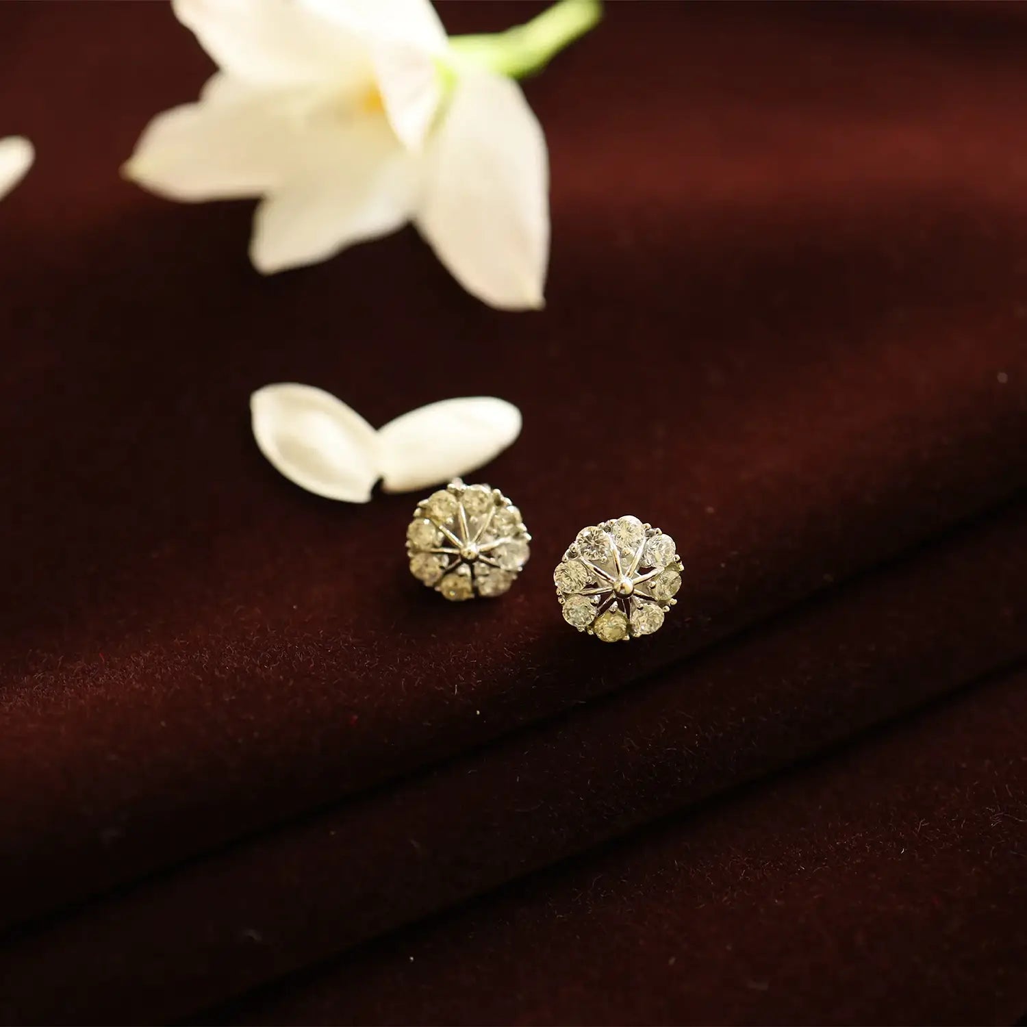 Vintage Floral Silver Stud Earrings- Made With Pure 925 Silver