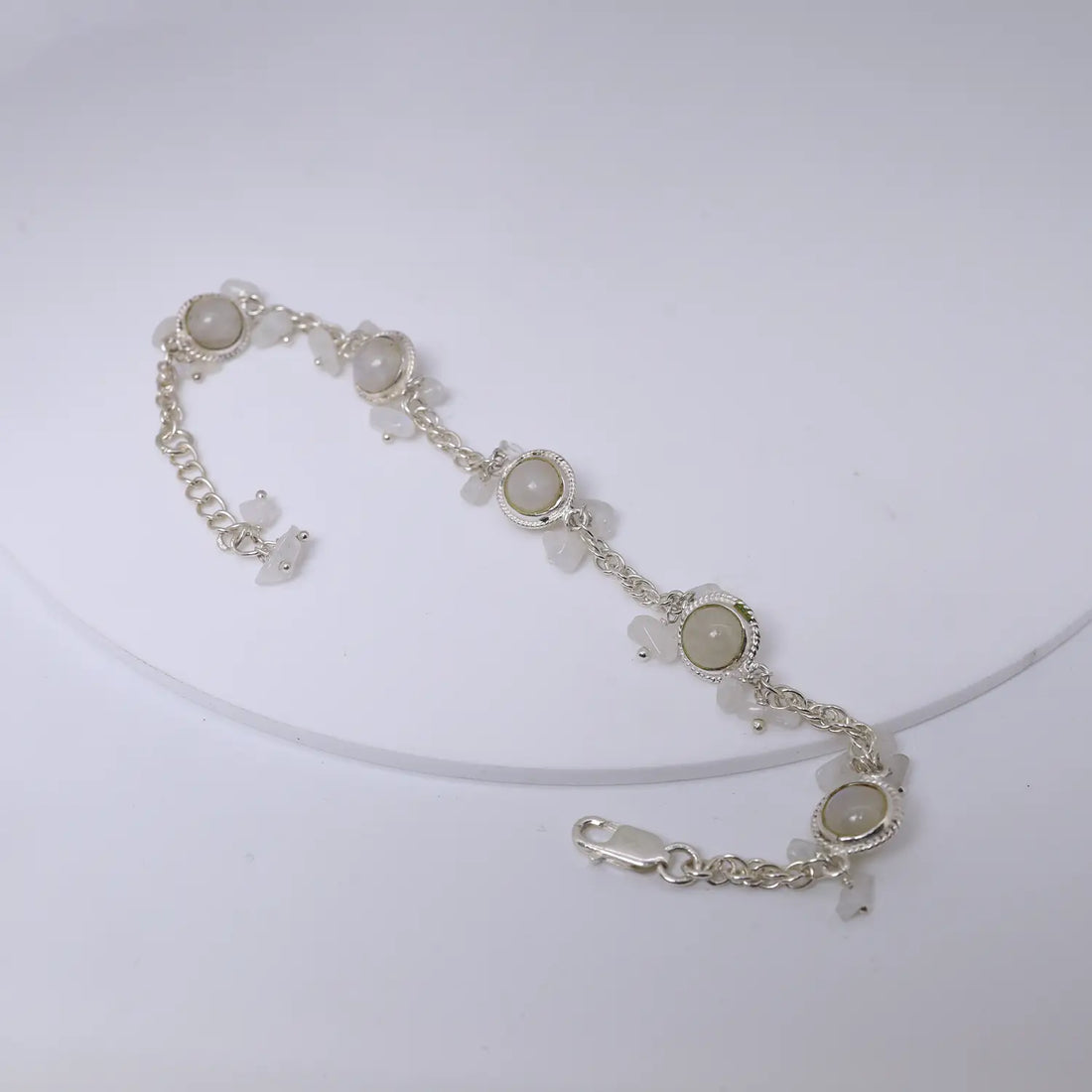 Moonstone Charm Sterling Silver Bracelet- Made With Pure 925 Silver