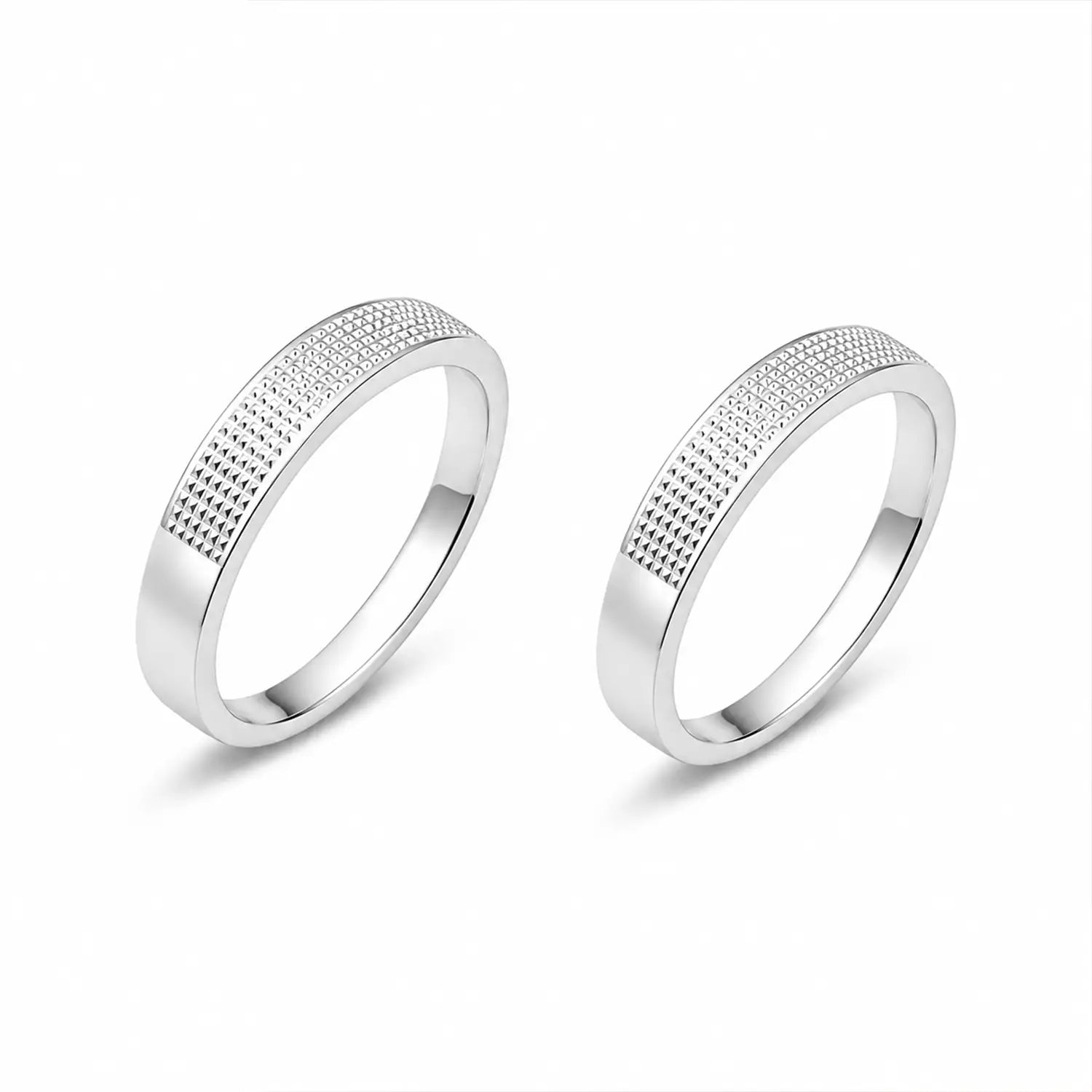 Classic Textured Couple Band Rings - Made With Pure 925 Silver