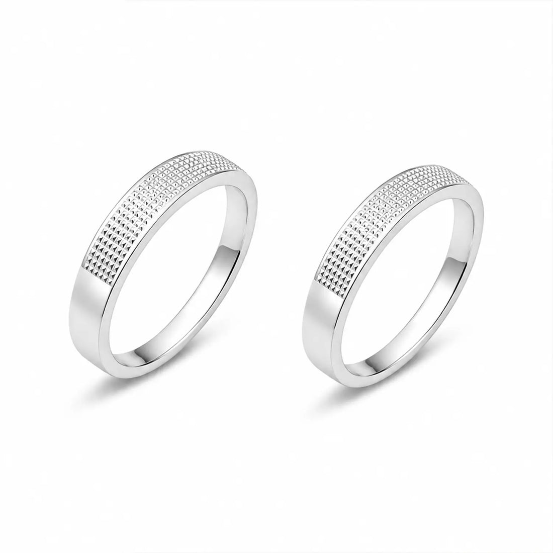 Classic Textured Couple Band Rings - Made With Pure 925 Silver