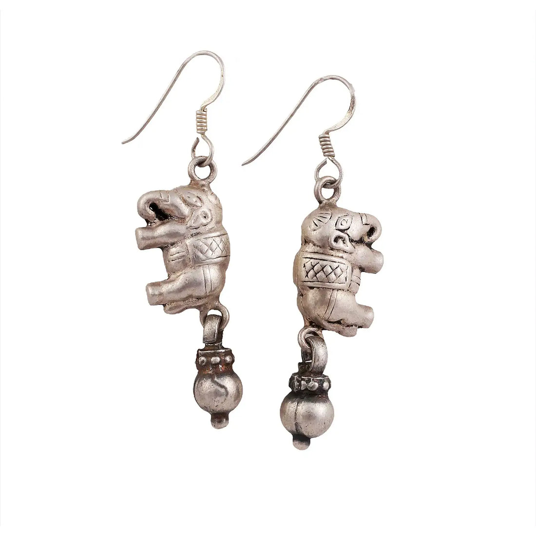 Silver Elephant Dangler Earrings - Made With Pure 925 Silver