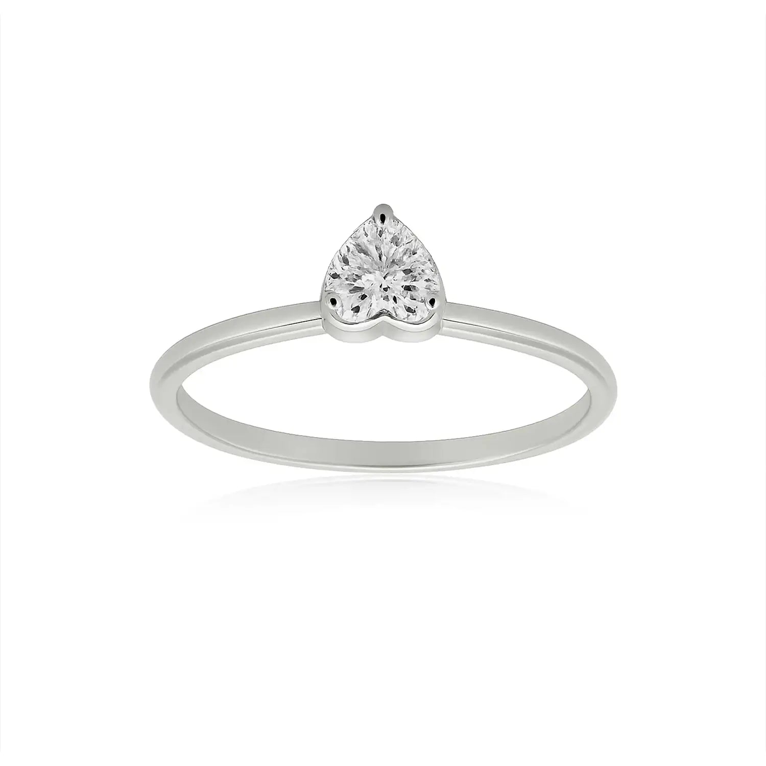 Pure Silver Heart-Shaped Solitaire Ring - Made With Pure 925 Silver