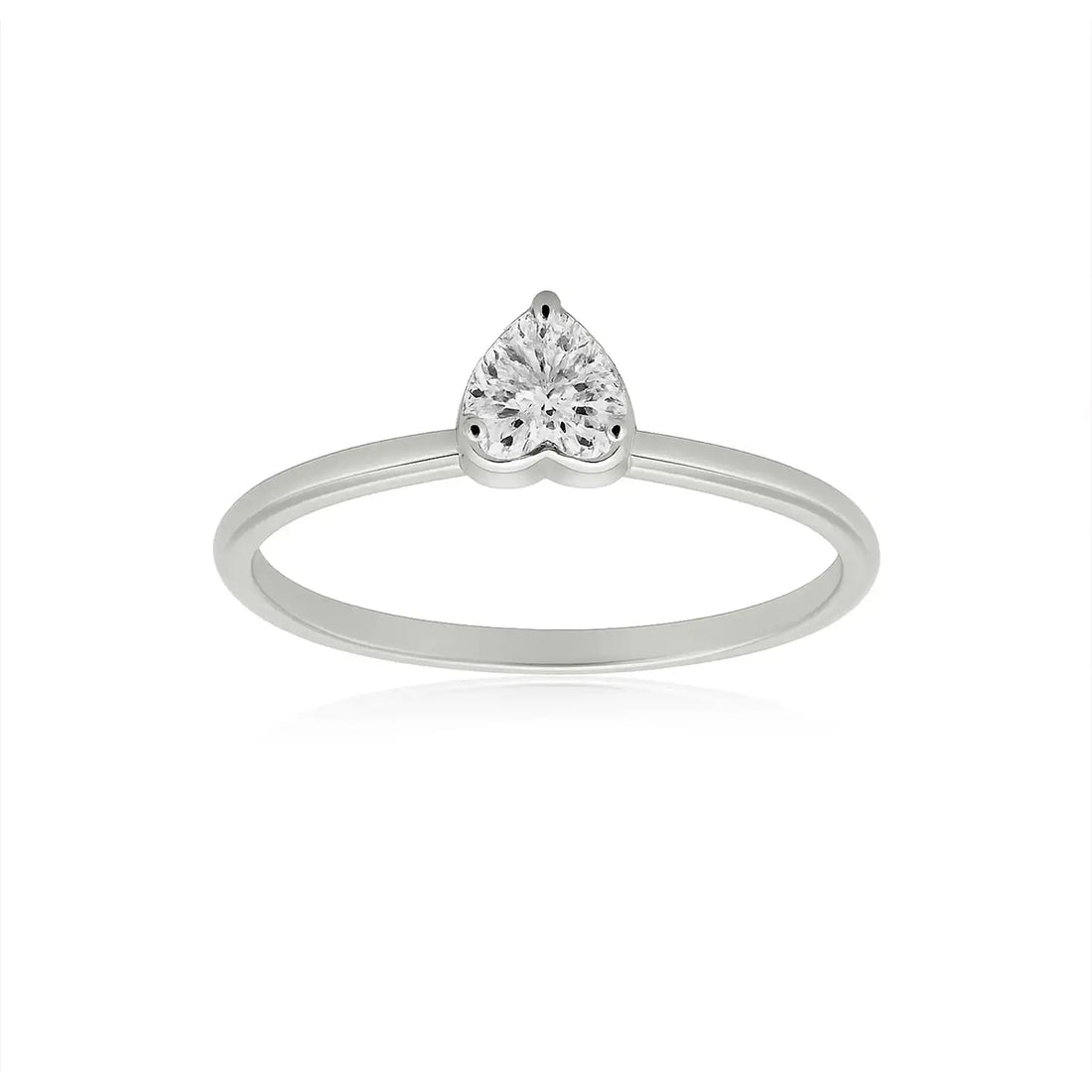 Pure Silver Heart-Shaped Solitaire Ring - Made With Pure 925 Silver