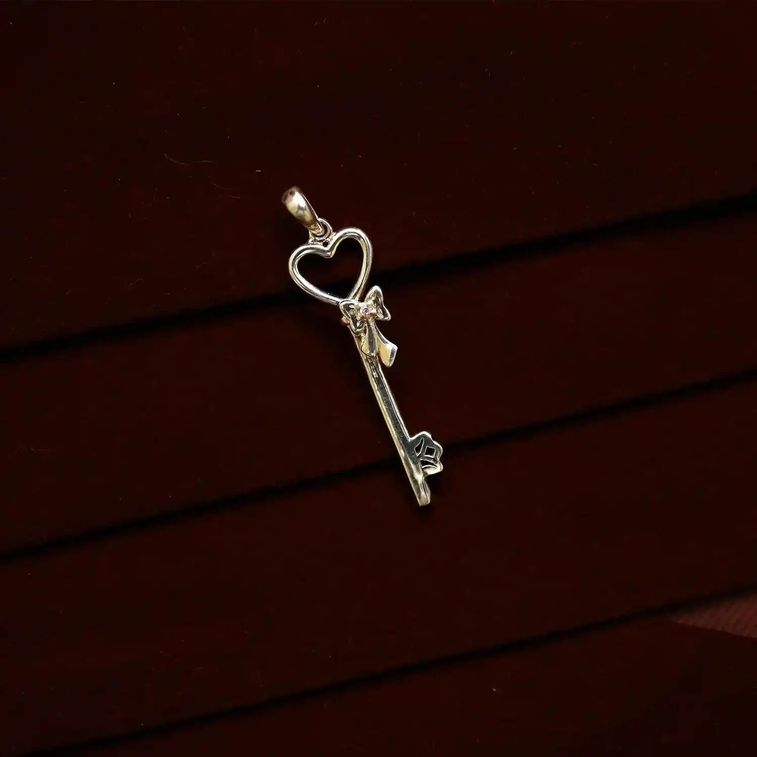 Pure Silver Heart Key Pendant - Made With Pure 925 Silver